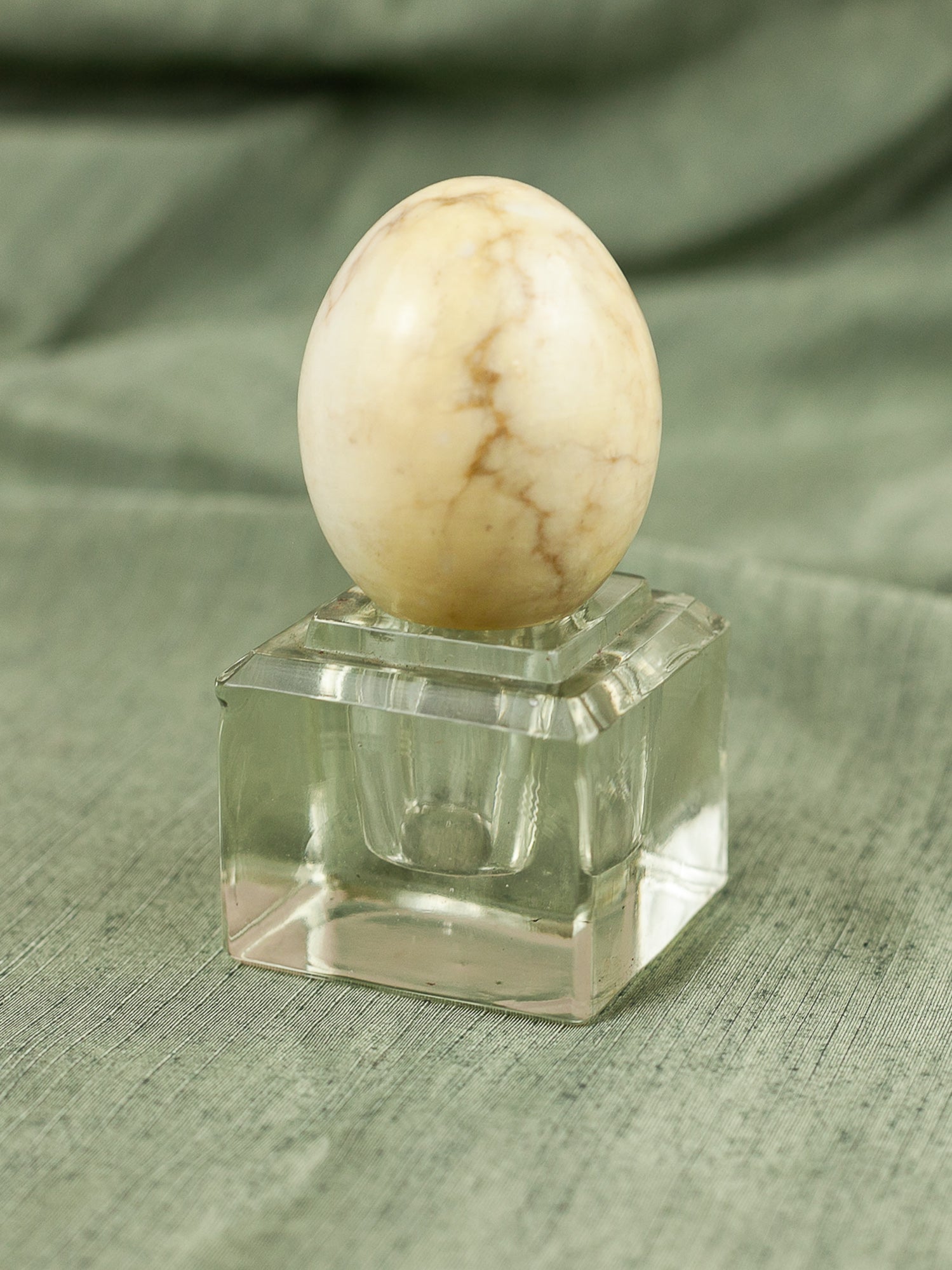 Vintage Mid Century Italian Alabaster Carved Eggs with Marble Finish, Set of 10.