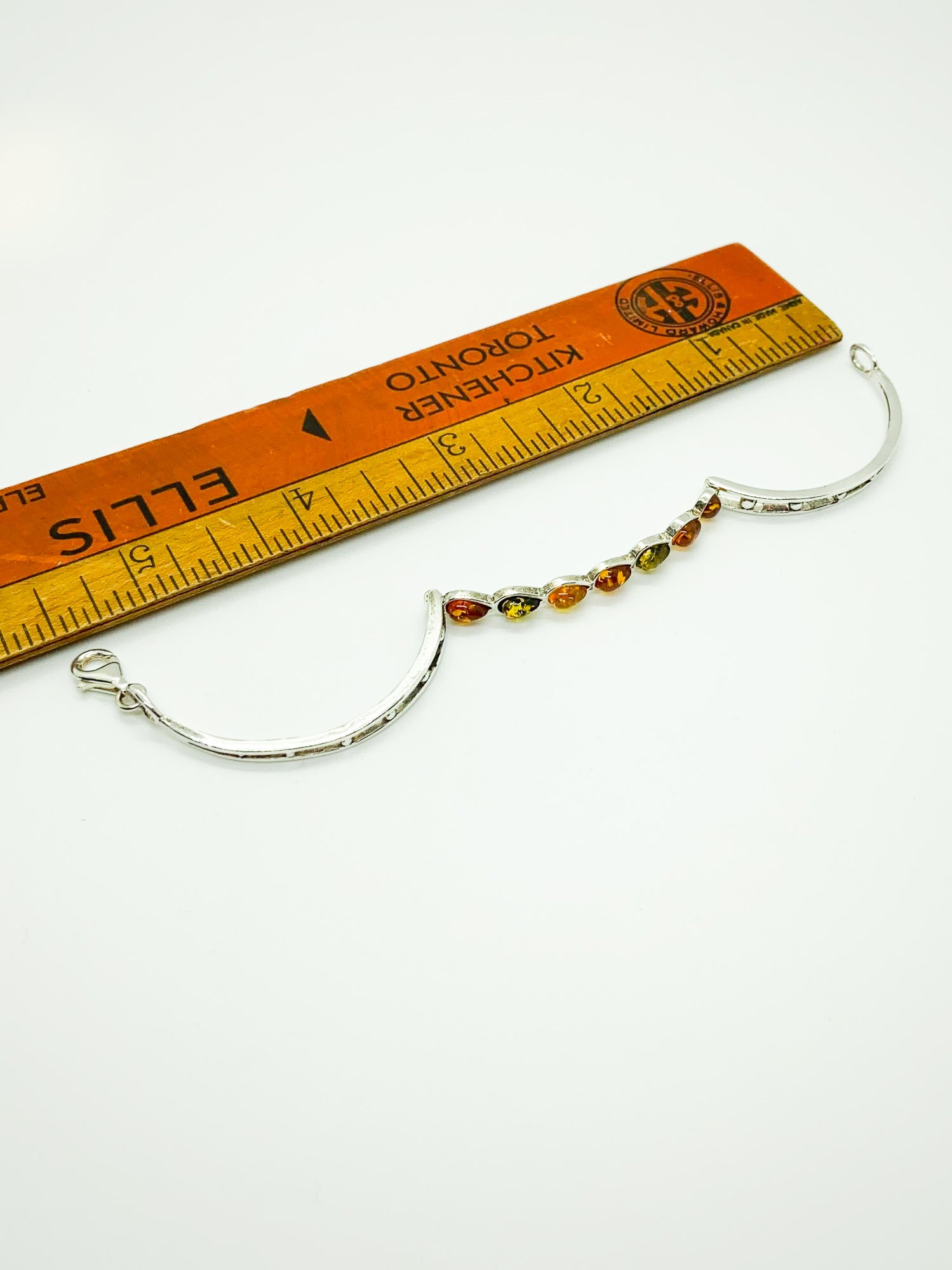 Vintage Multi-Color Baltic Amber Teardrop Bangle in Sterling Silver – New Old Stock