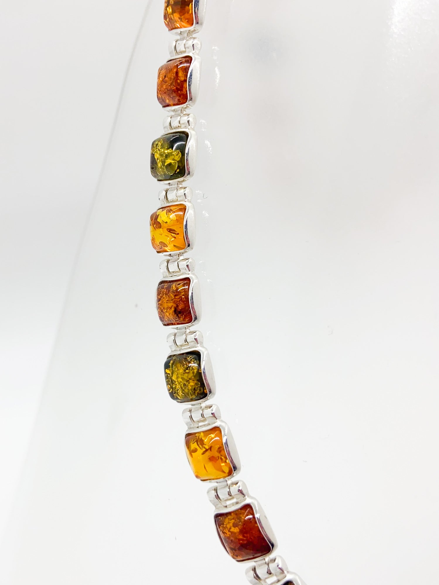 Vintage Multi-Color Baltic Amber Necklace in Sterling Silver