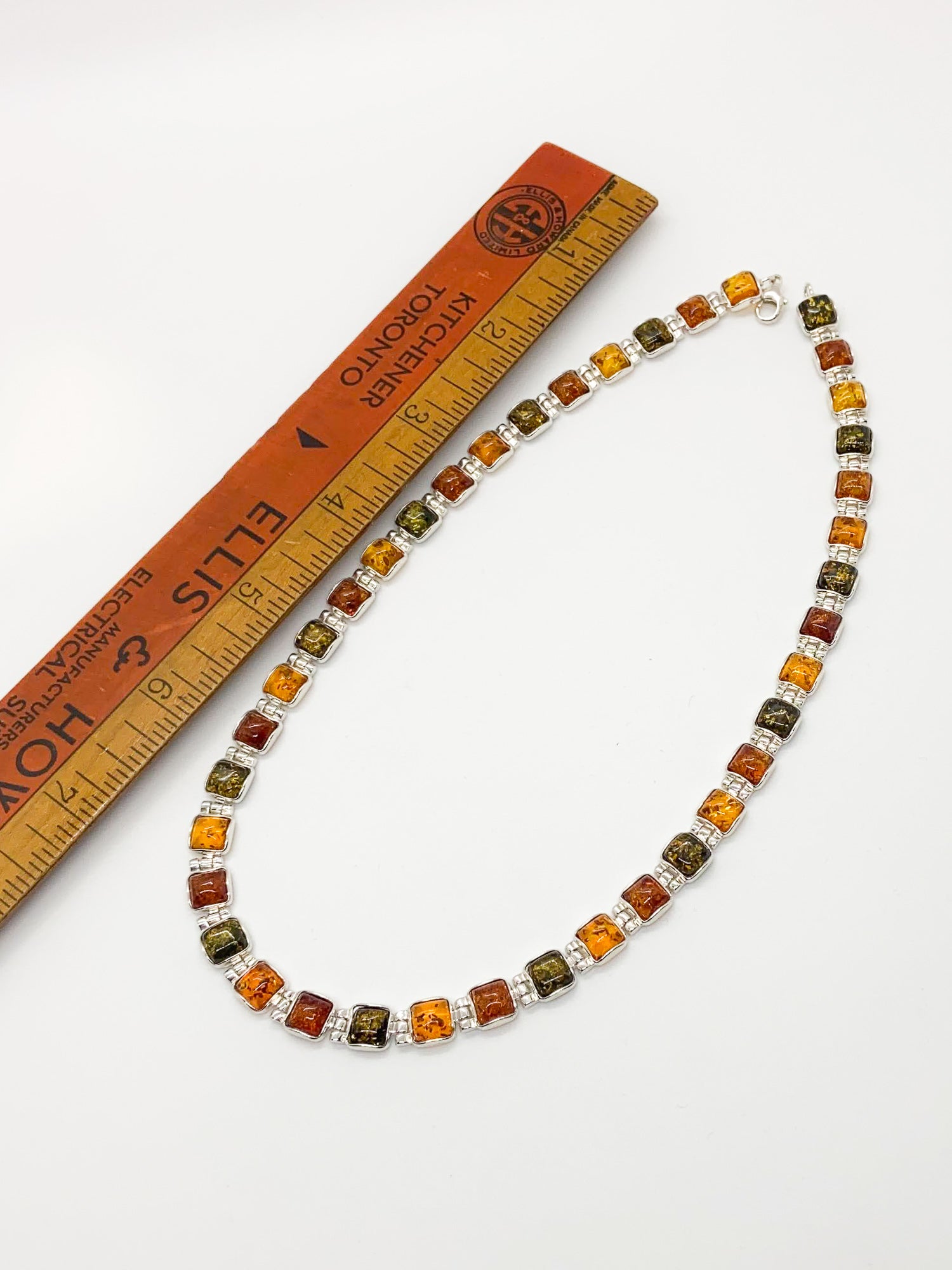 Vintage Multi-Color Baltic Amber Necklace in Sterling Silver