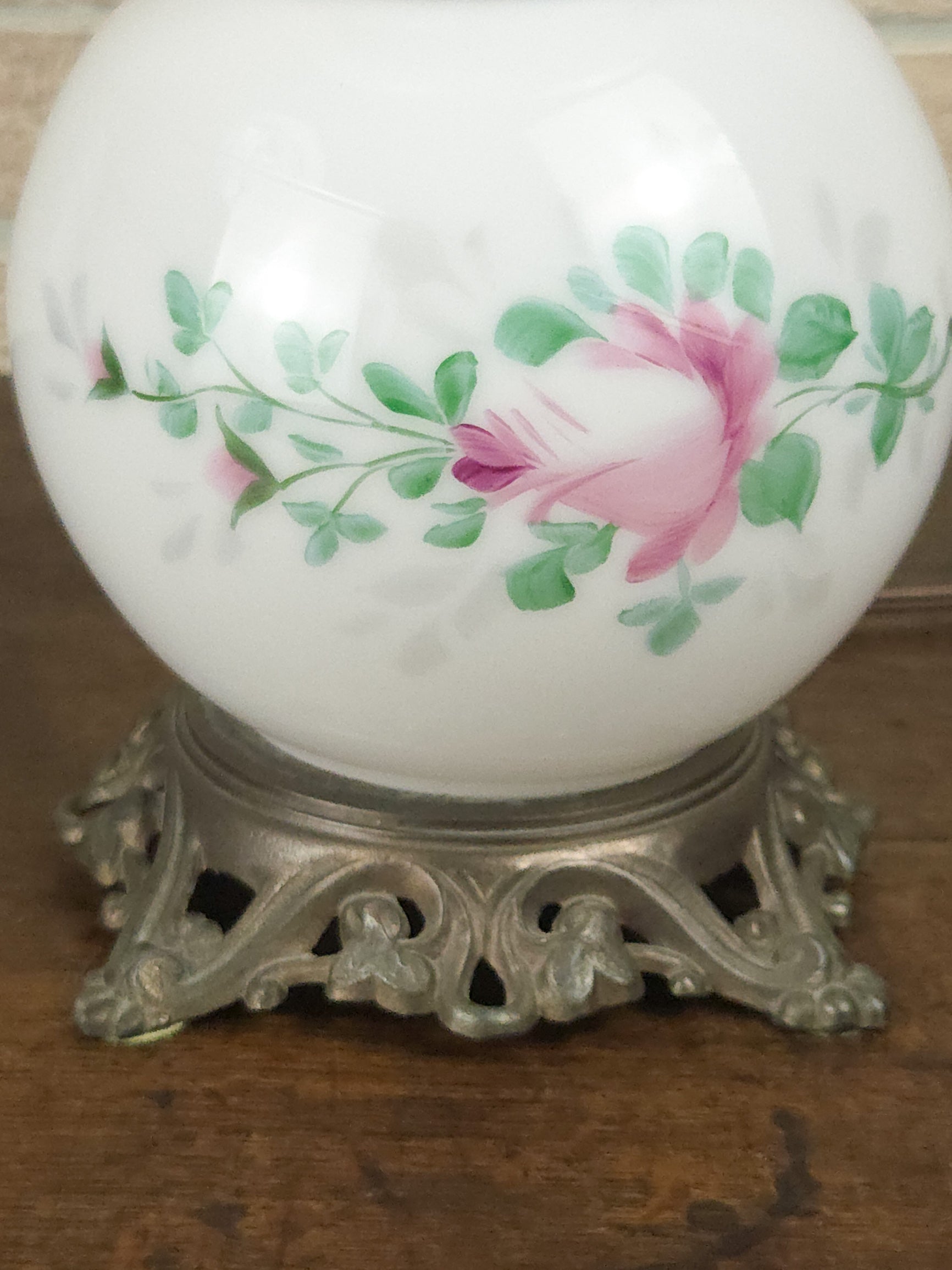 1940s American Hand-Painted Glass Globe Lamp