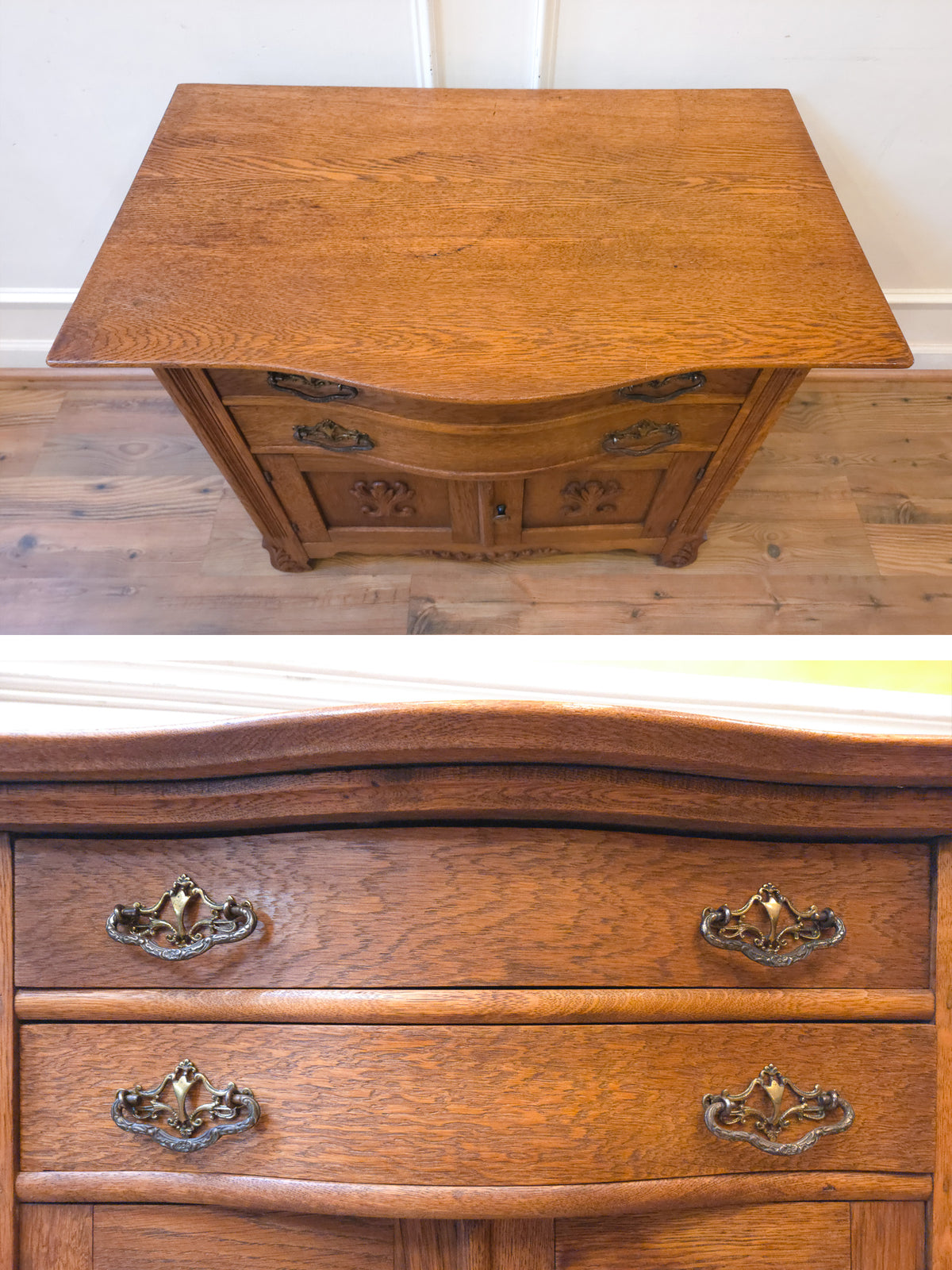 Antique American Golden Oak Washstand with Tiger Oak Grain