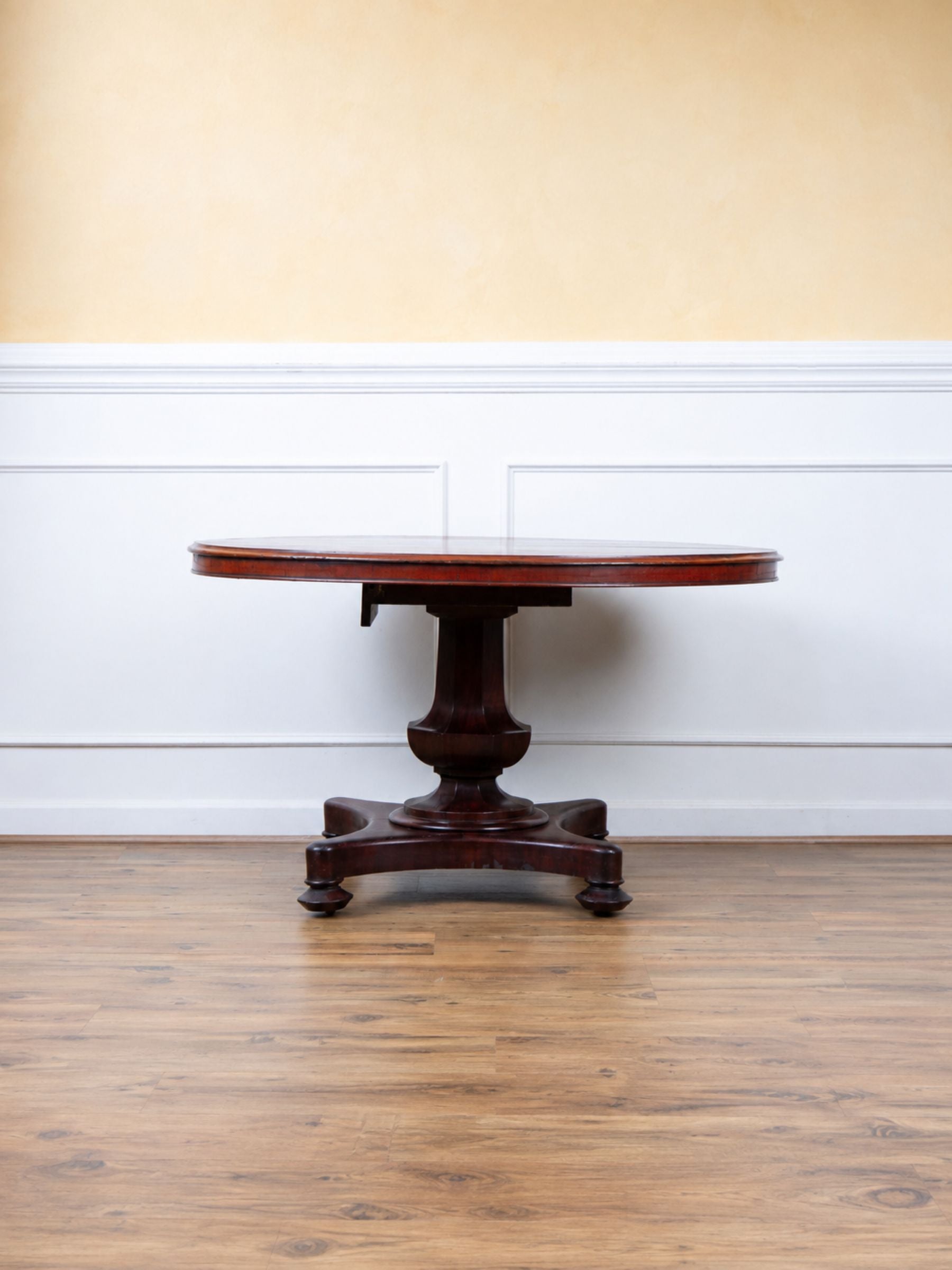 Early Victorian English Mahogany Oval Pedestal Table, Circa 1840
