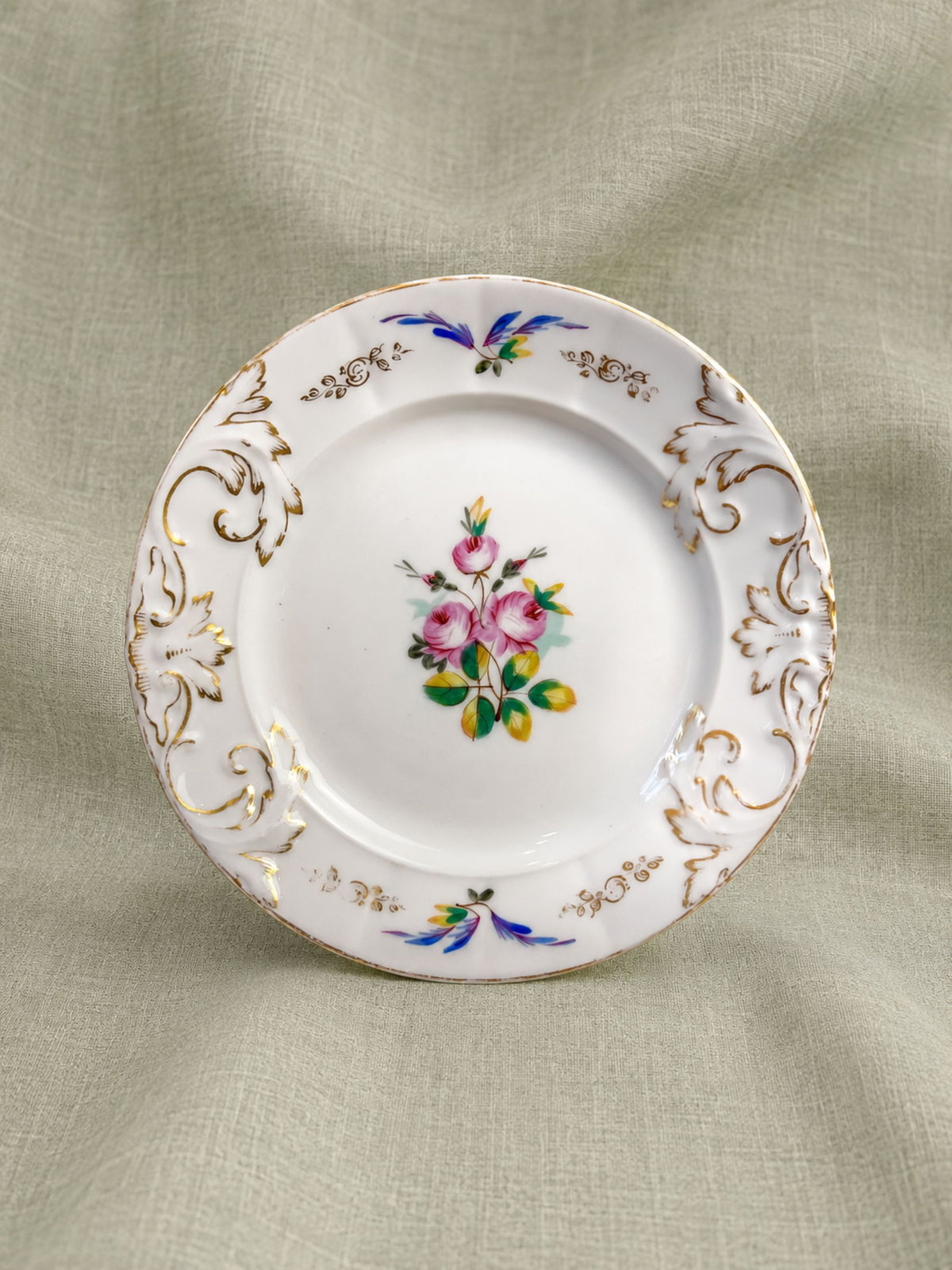 19th Century Old Paris Porcelain Hand-Painted Rose Plate