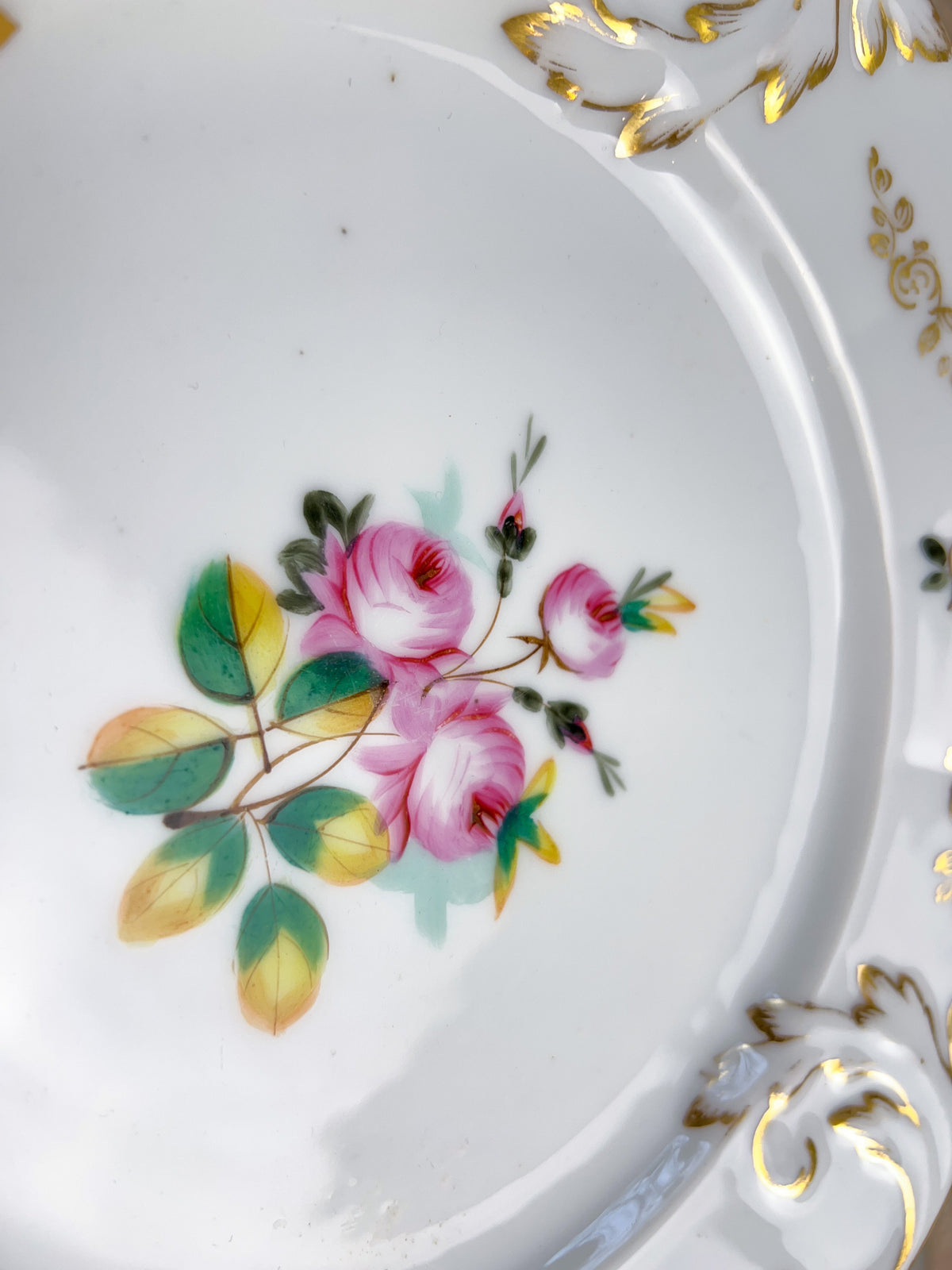 19th Century Old Paris Porcelain Hand-Painted Rose Plate