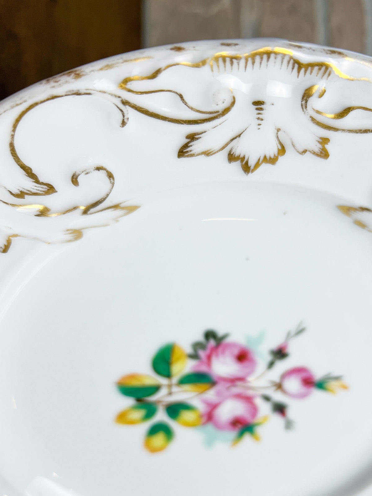 19th Century Old Paris Porcelain Hand-Painted Rose Plate