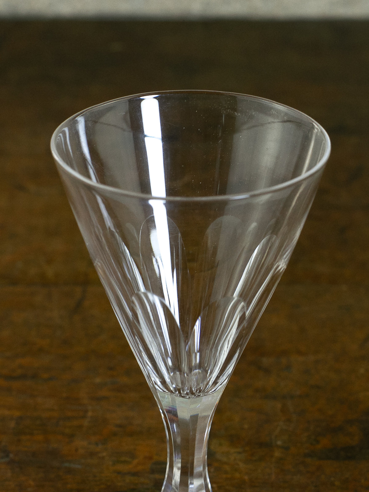 Antique Georgian Hand-Blown Cut Crystal Wine Glass, Early 19th Century