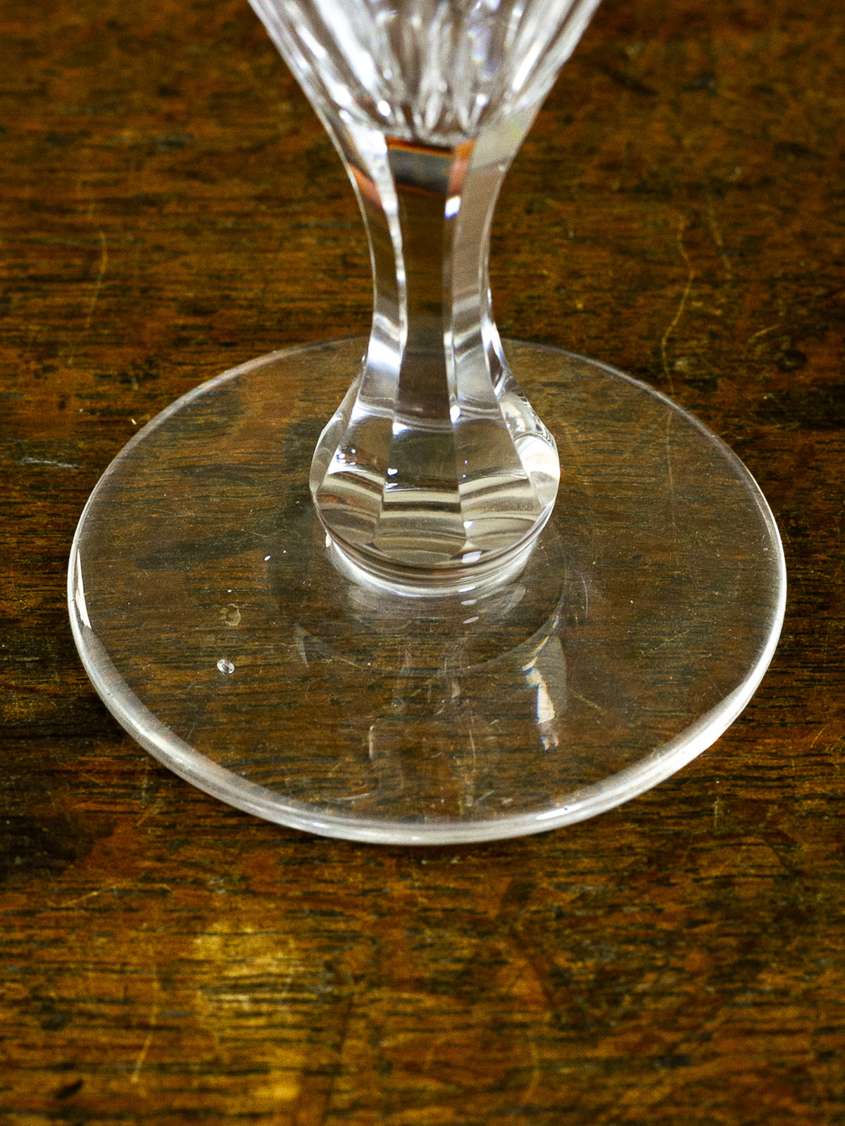 Antique Georgian Hand-Blown Cut Crystal Wine Glass, Early 19th Century