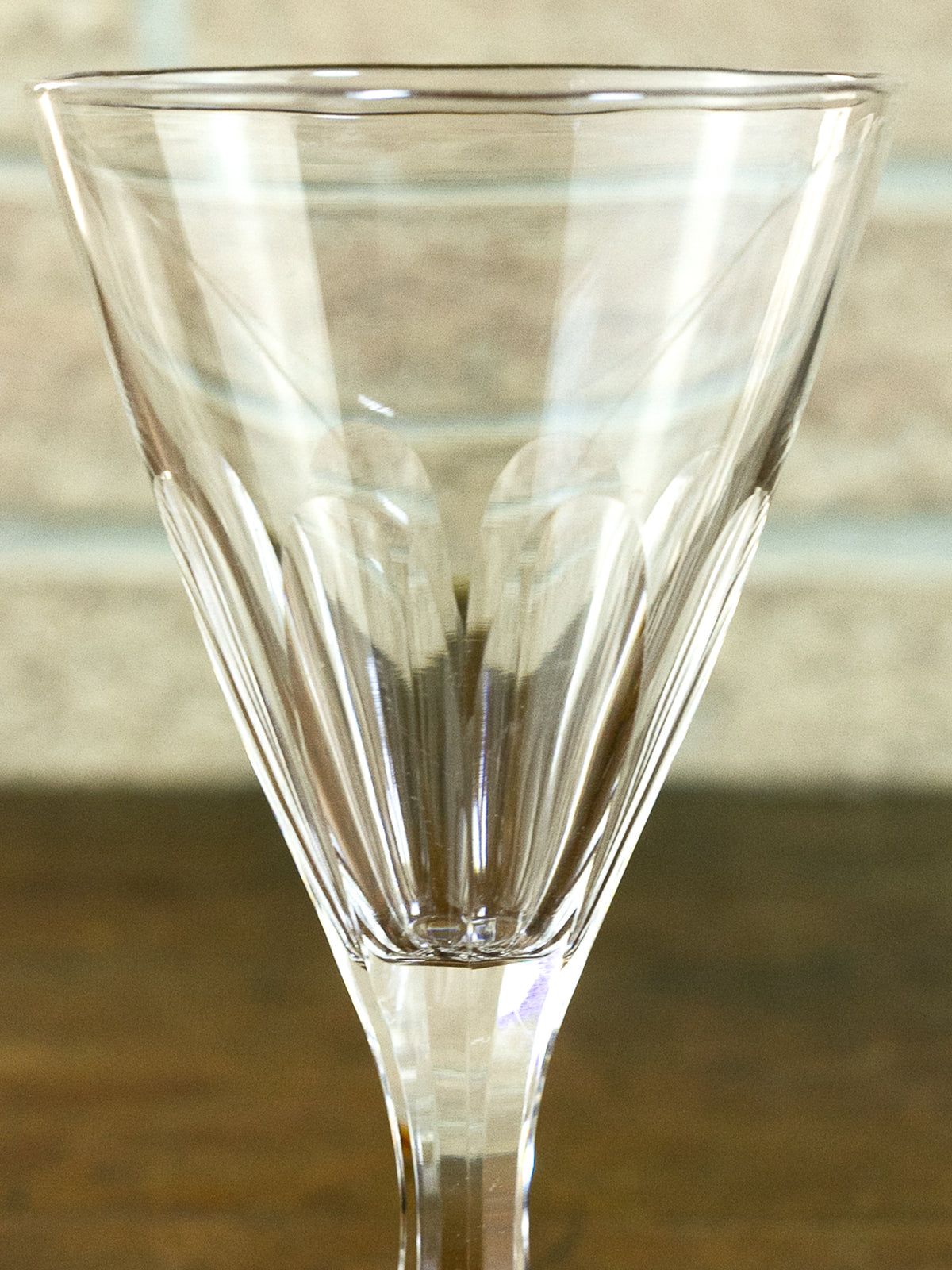Antique Georgian Hand-Blown Cut Crystal Wine Glass, Early 19th Century