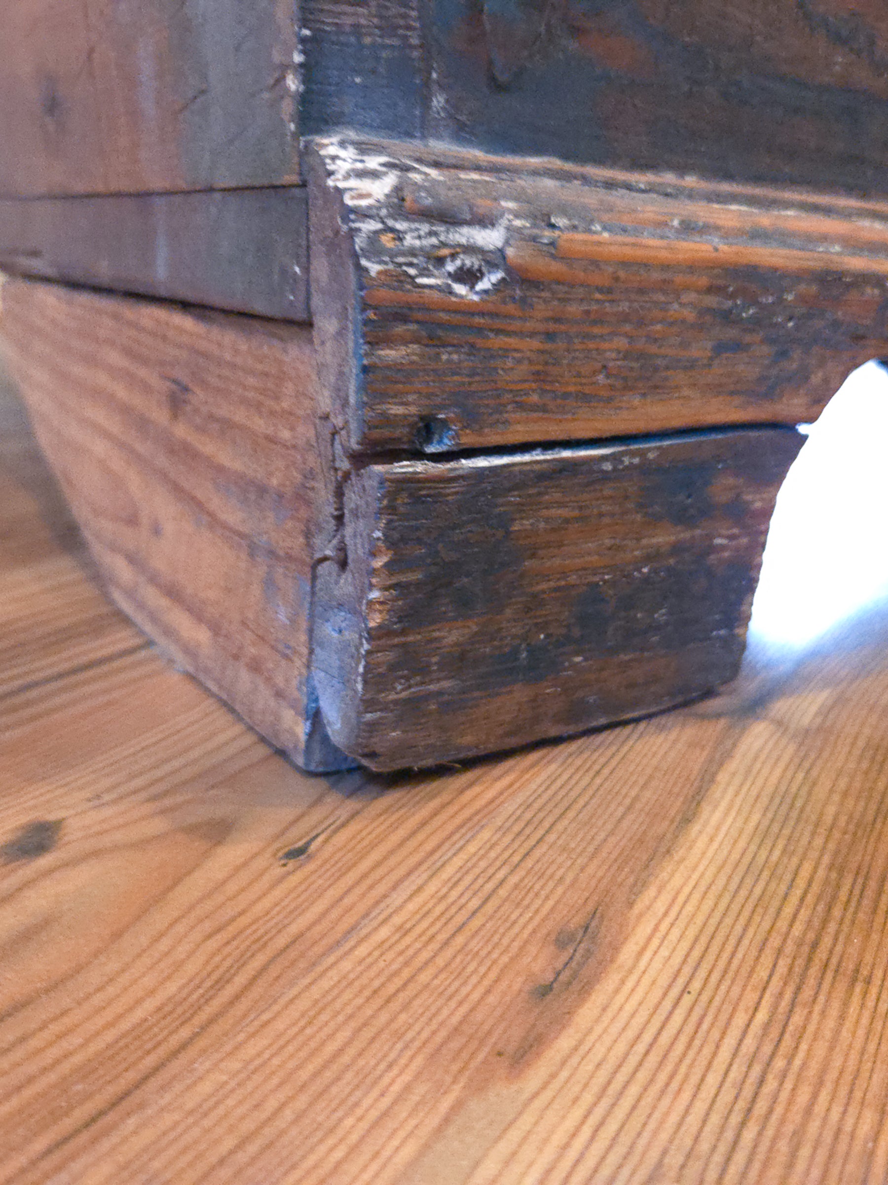 19th Century Painted Pine Blanket Box in Original Blue Finish