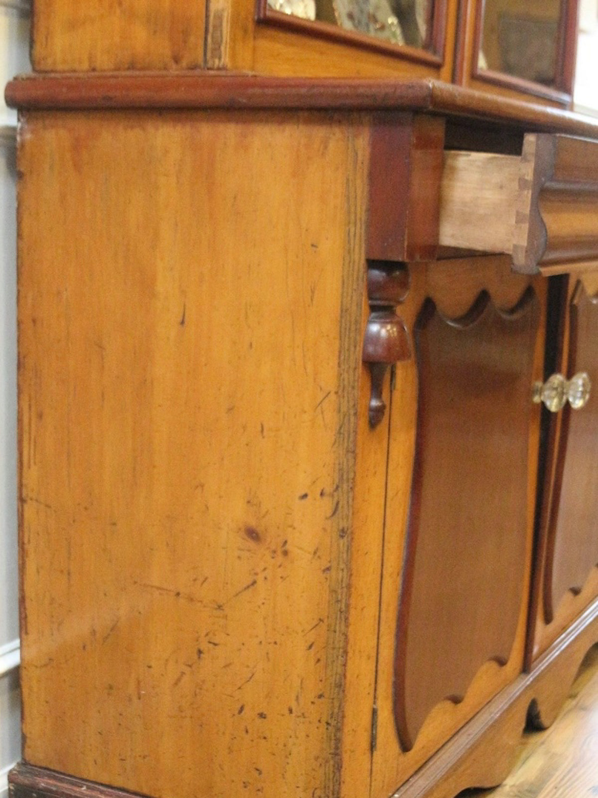 English Oak & Mahogany Country China Cabinet, c.1880