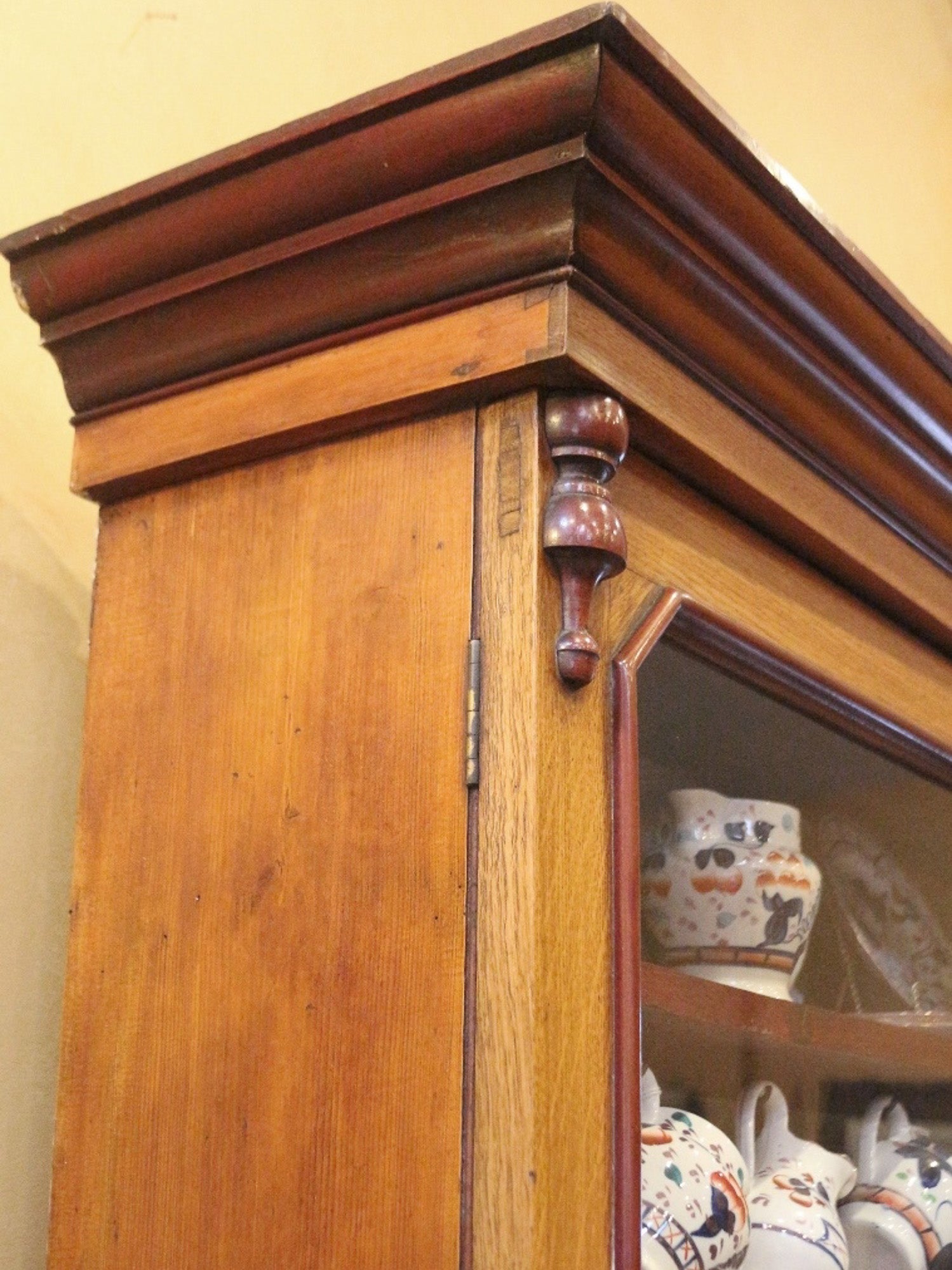English Oak & Mahogany Country China Cabinet, c.1880