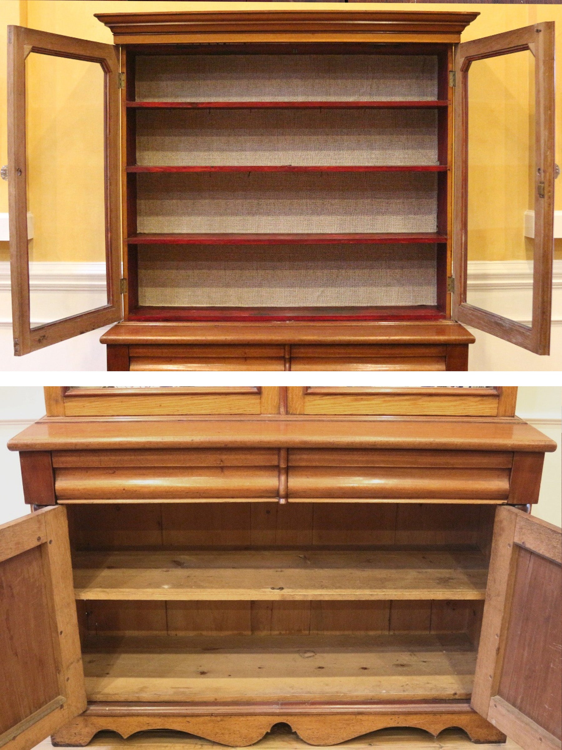 English Oak & Mahogany Country China Cabinet, c.1880