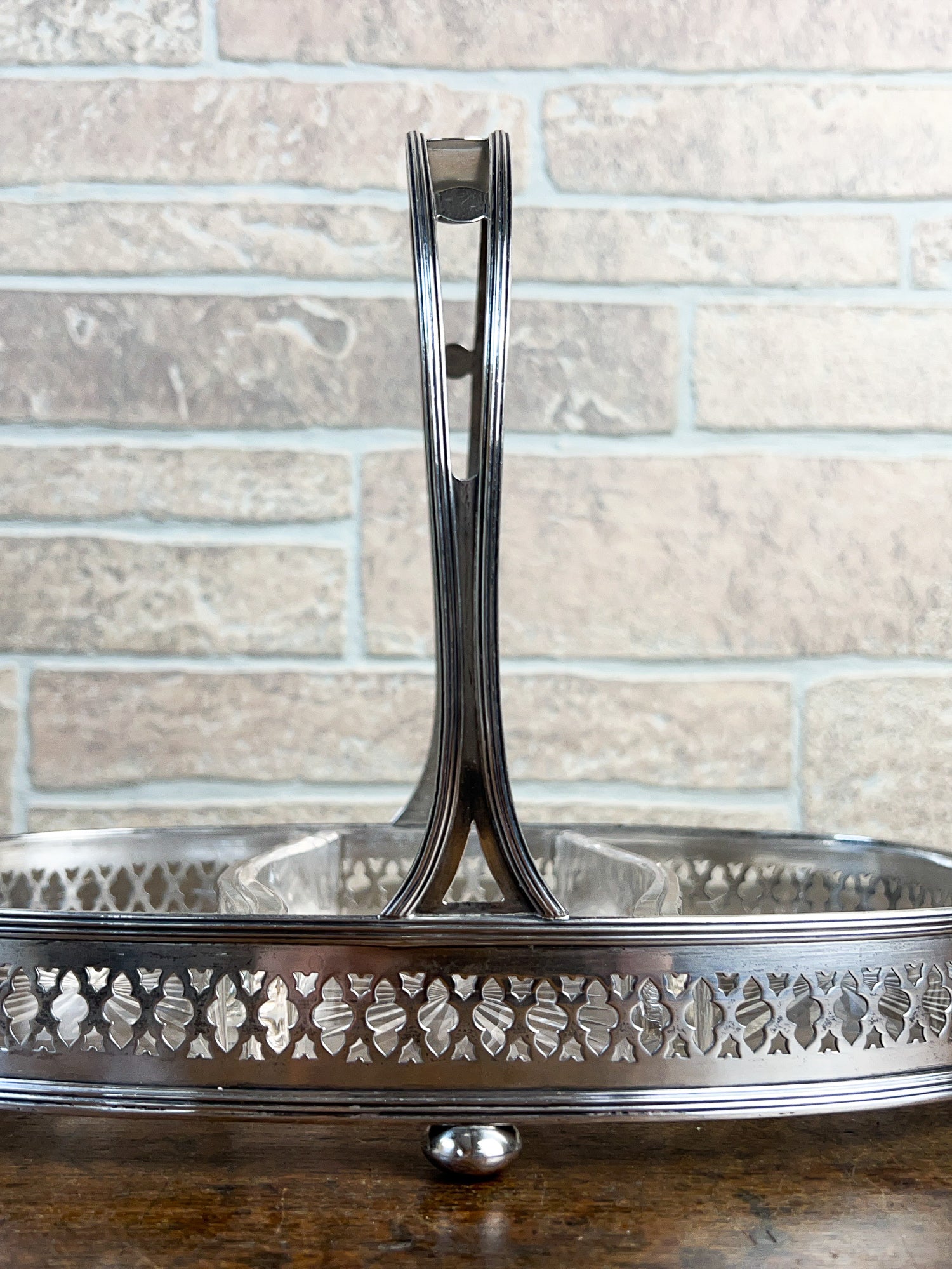 Art Deco Alvin Sterling Silver &amp; Cut Crystal Serving Basket