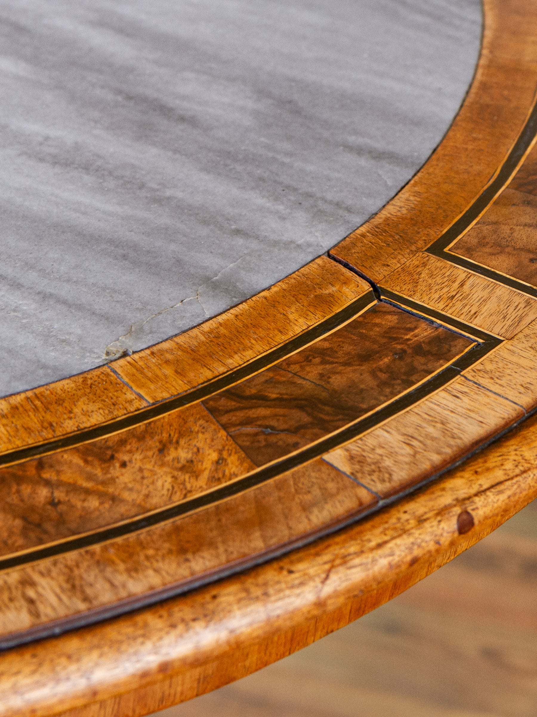 17th Century German Baroque Walnut Center Table with Marble Top