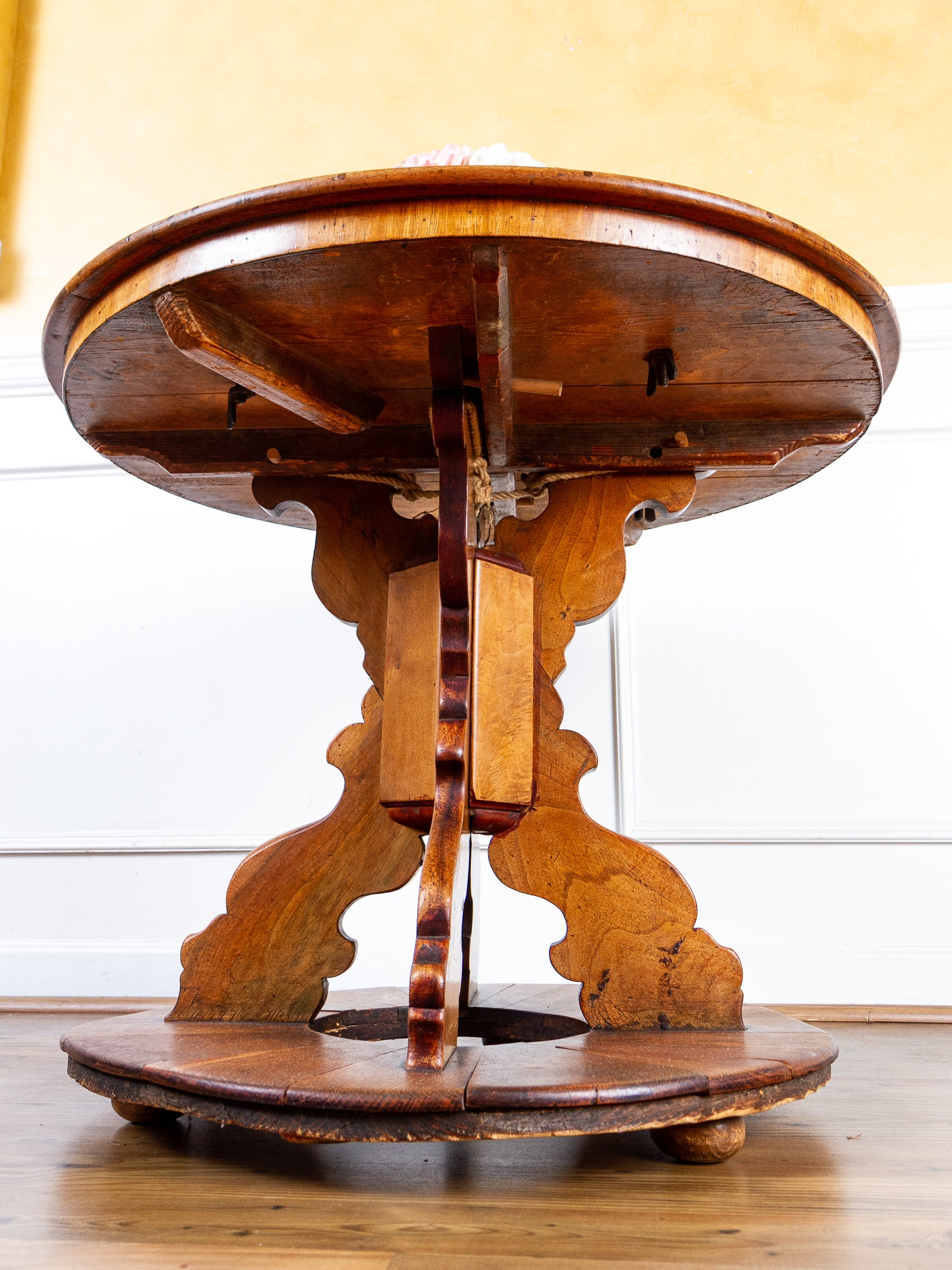 17th Century German Baroque Walnut Center Table with Marble Top