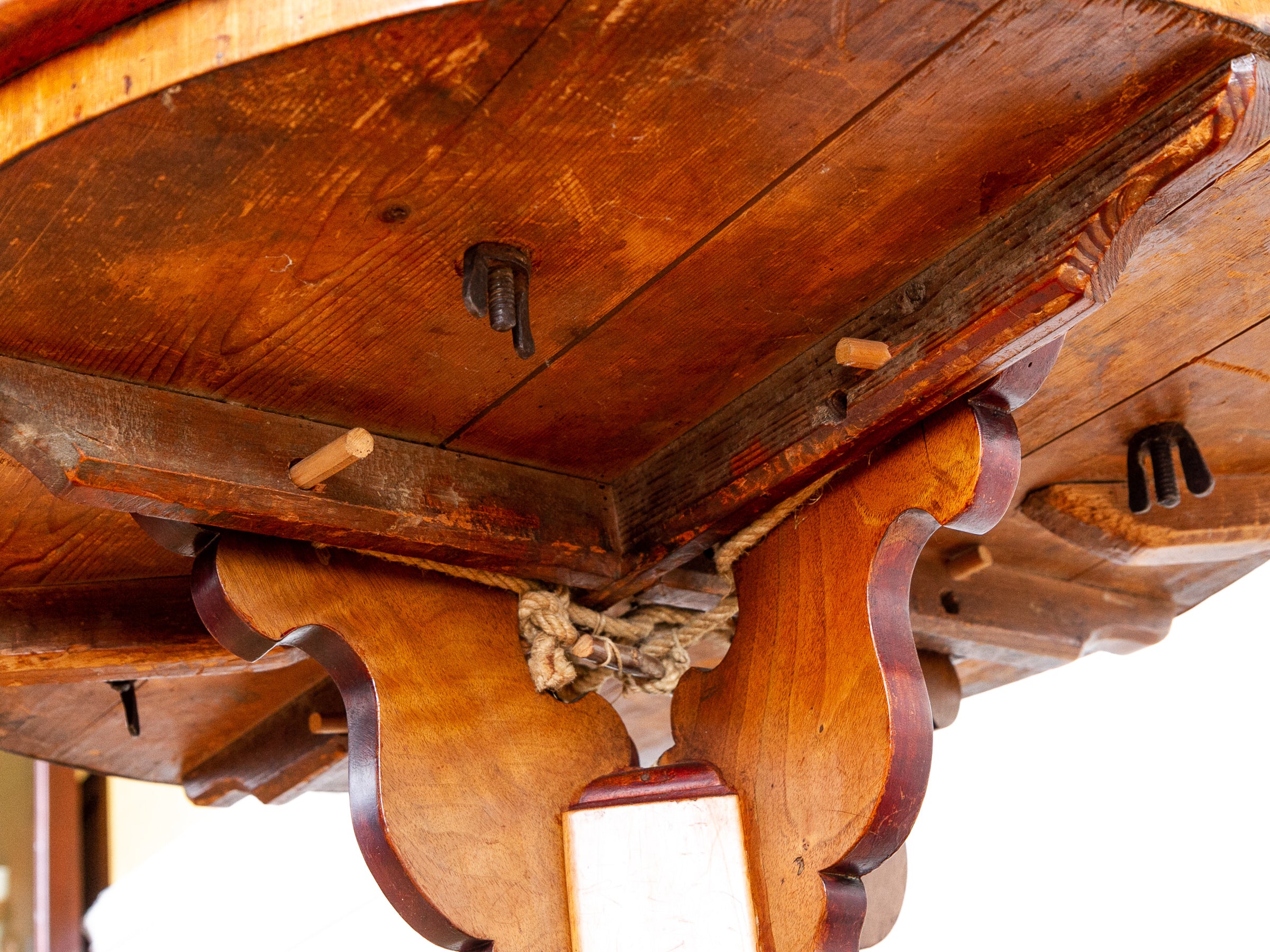 17th Century German Baroque Walnut Center Table with Marble Top