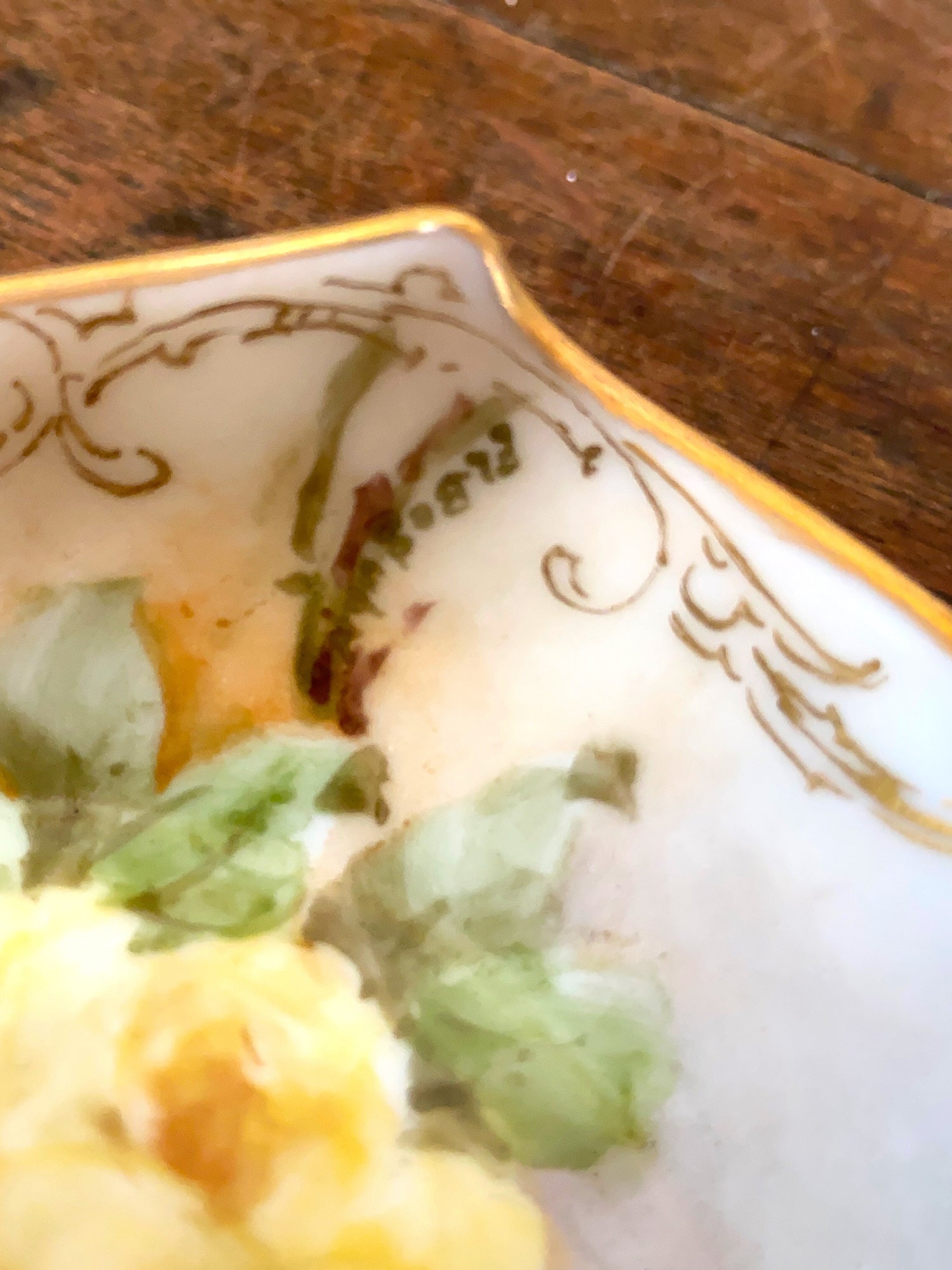 Vintage Hand Painted Porcelain Dish Basket, Artist Signed Emma Beguhn C.1930.