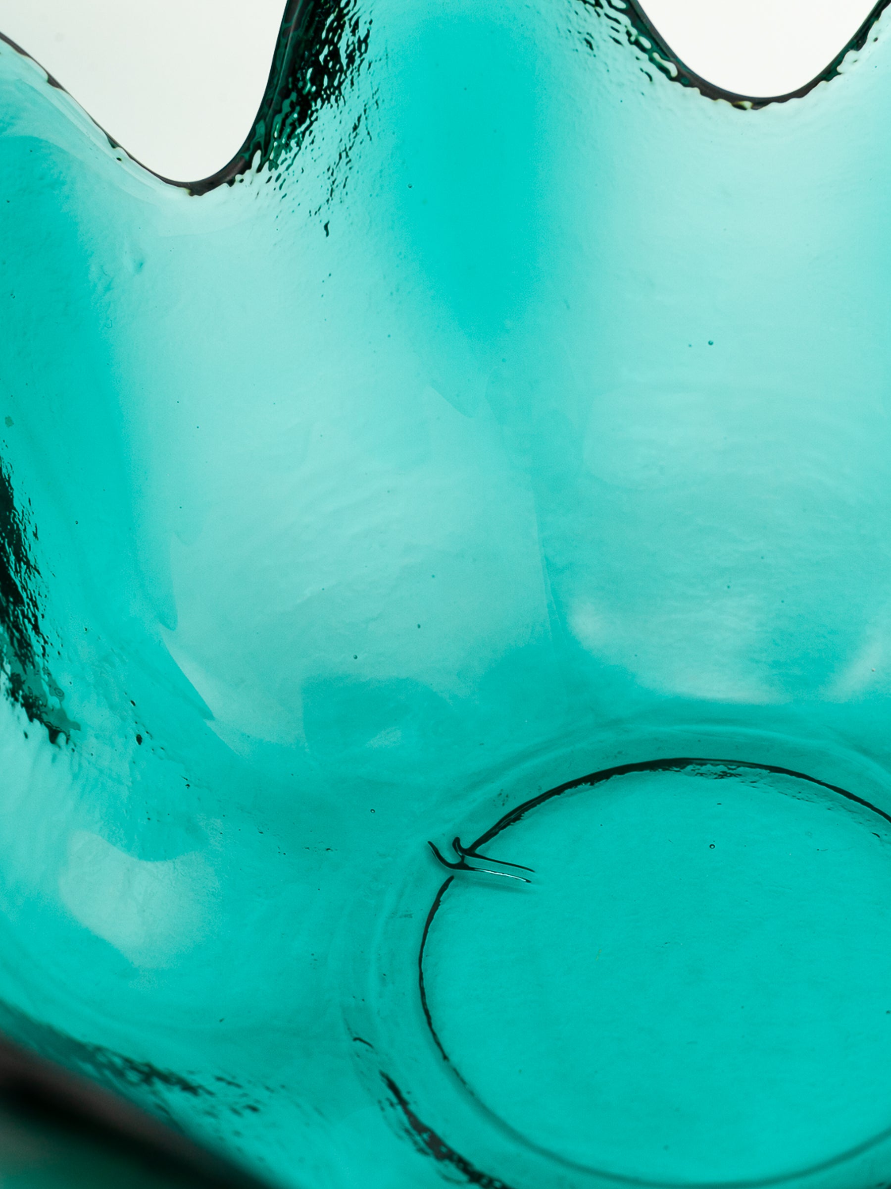 Set of Four Blenko Art Glass Lotus Bowls in Teal, Mid-Century