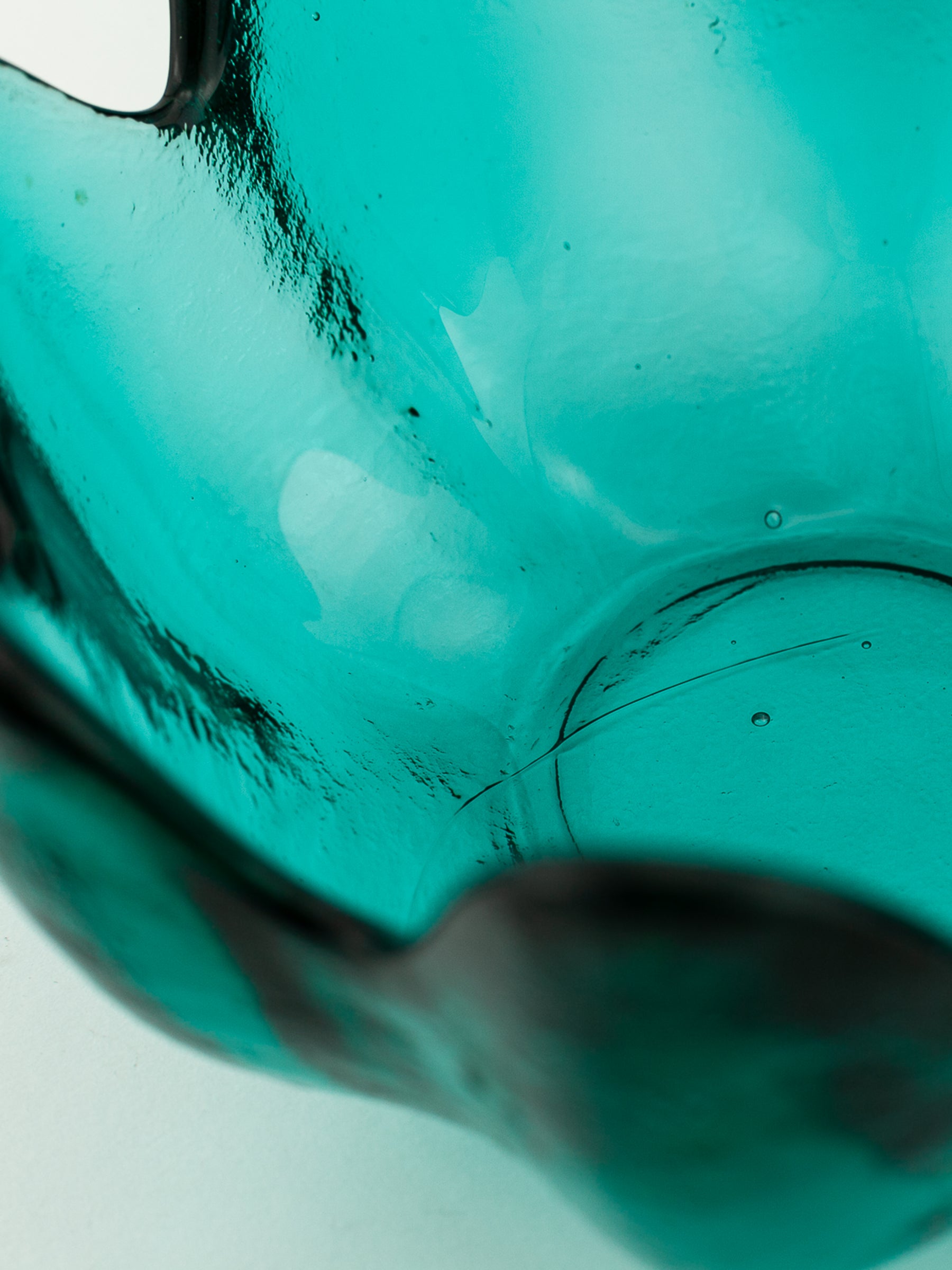 Set of Four Blenko Art Glass Lotus Bowls in Teal, Mid-Century