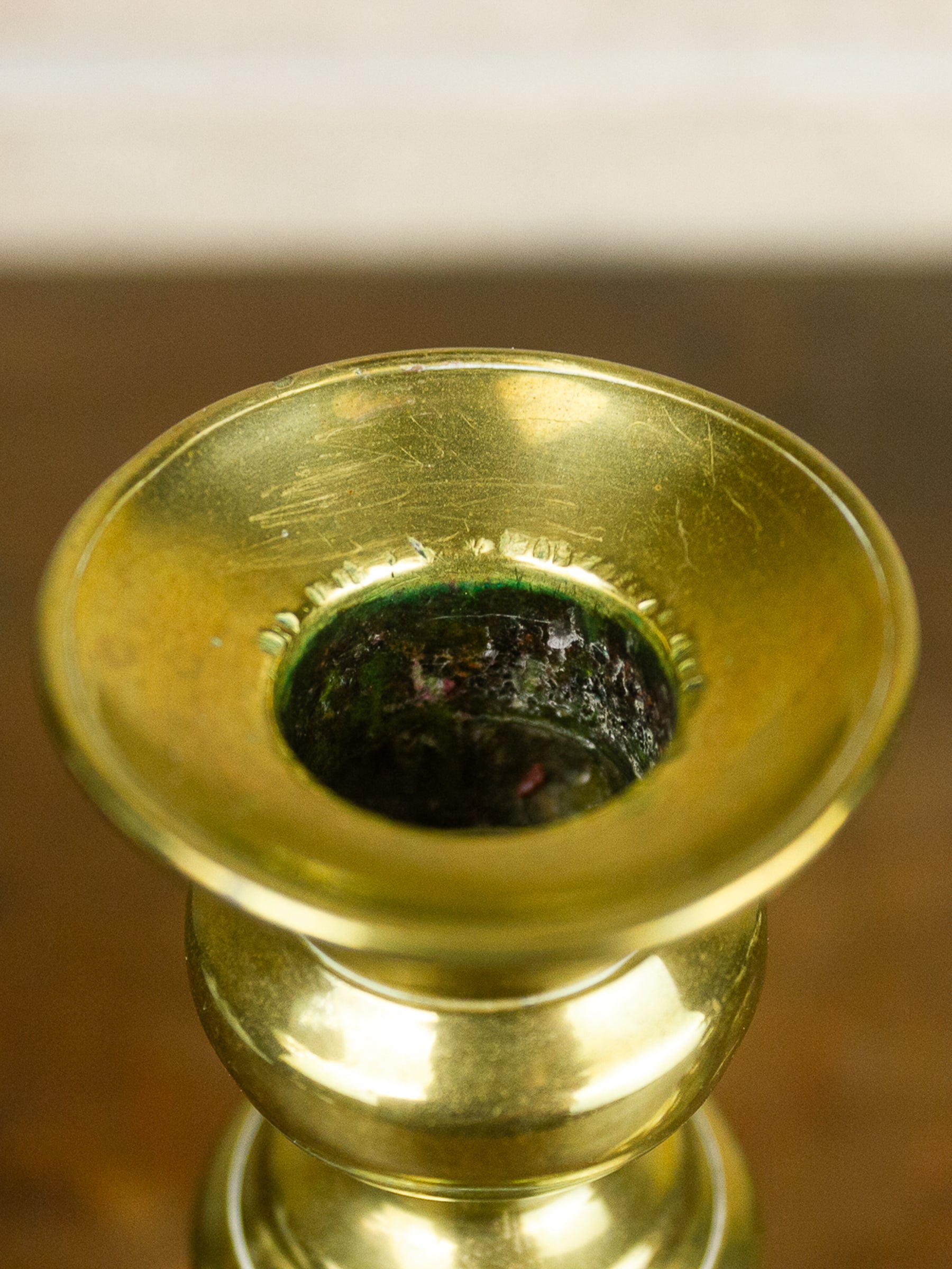 Pair of 19th Century English Brass Push-Up Candlesticks