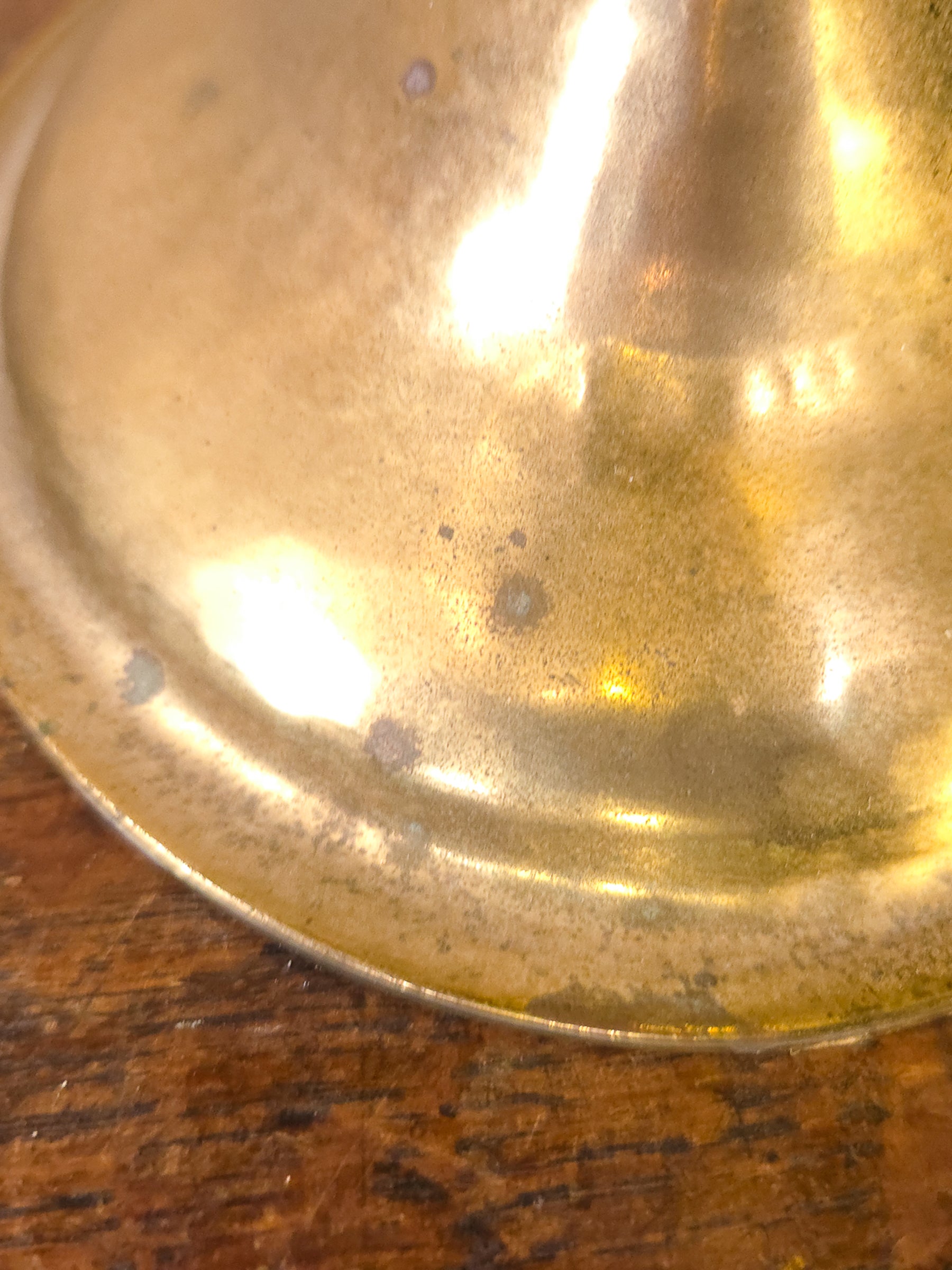 Large Vintage Hammered Brass Center Bowl with Koi Fish Pedestal, Made in Italy