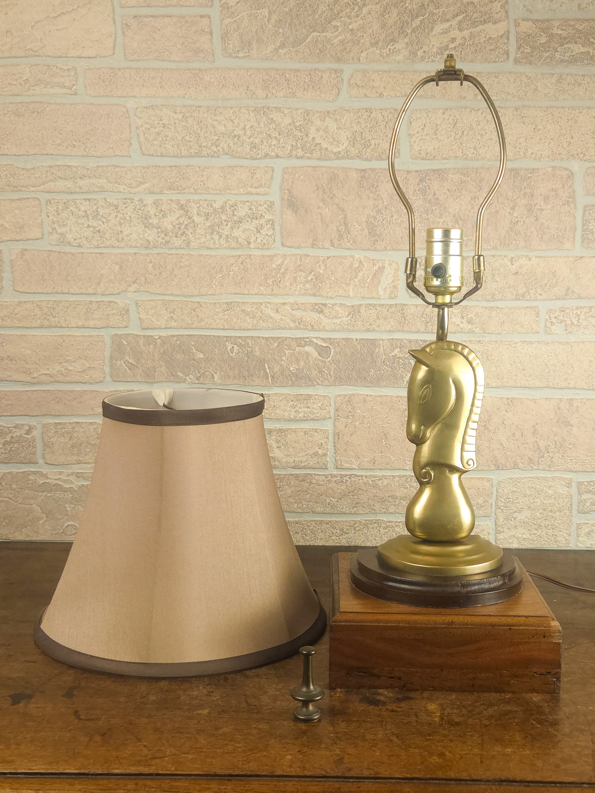 Vintage Brass Trojan Horse Figural Table Lamp