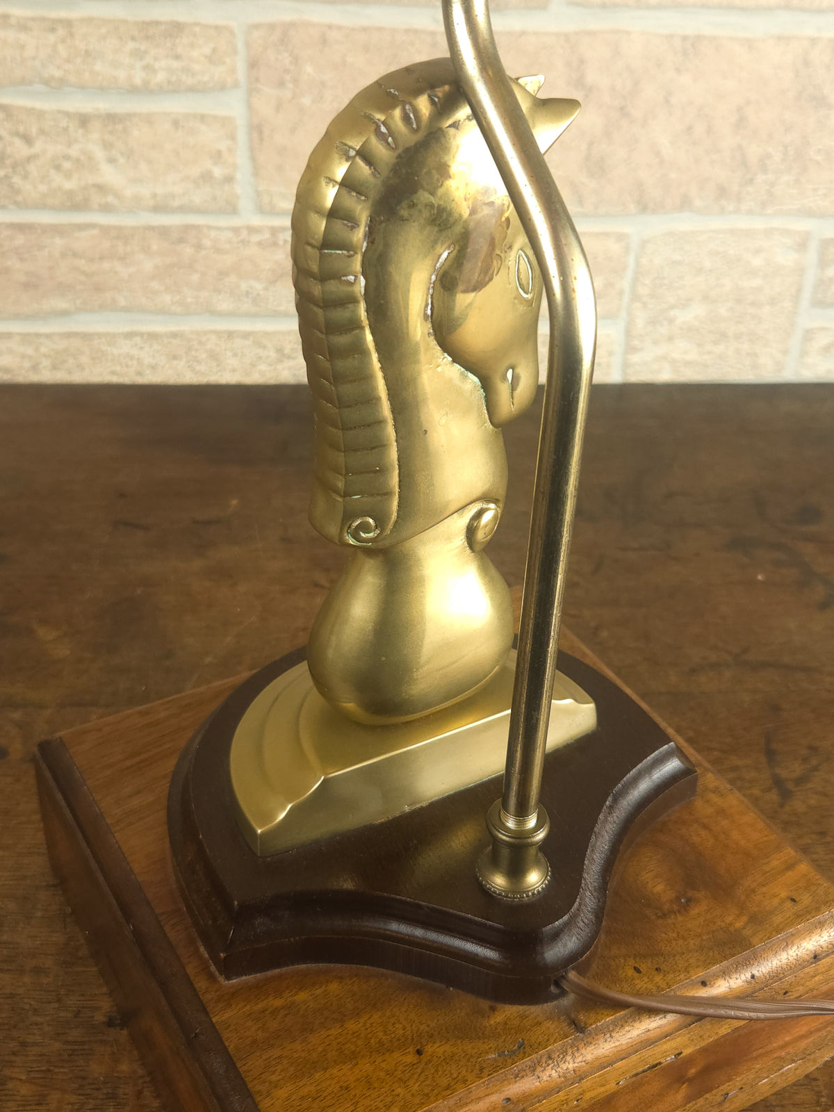 Vintage Brass Trojan Horse Figural Table Lamp