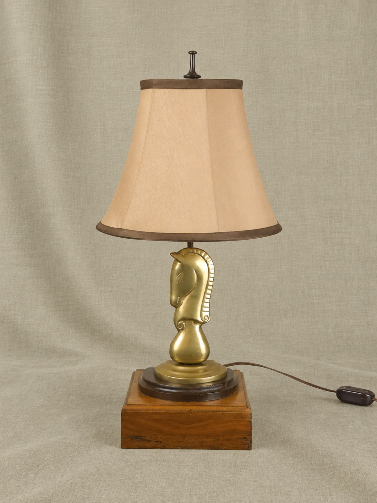 Vintage Brass Trojan Horse Figural Table Lamp