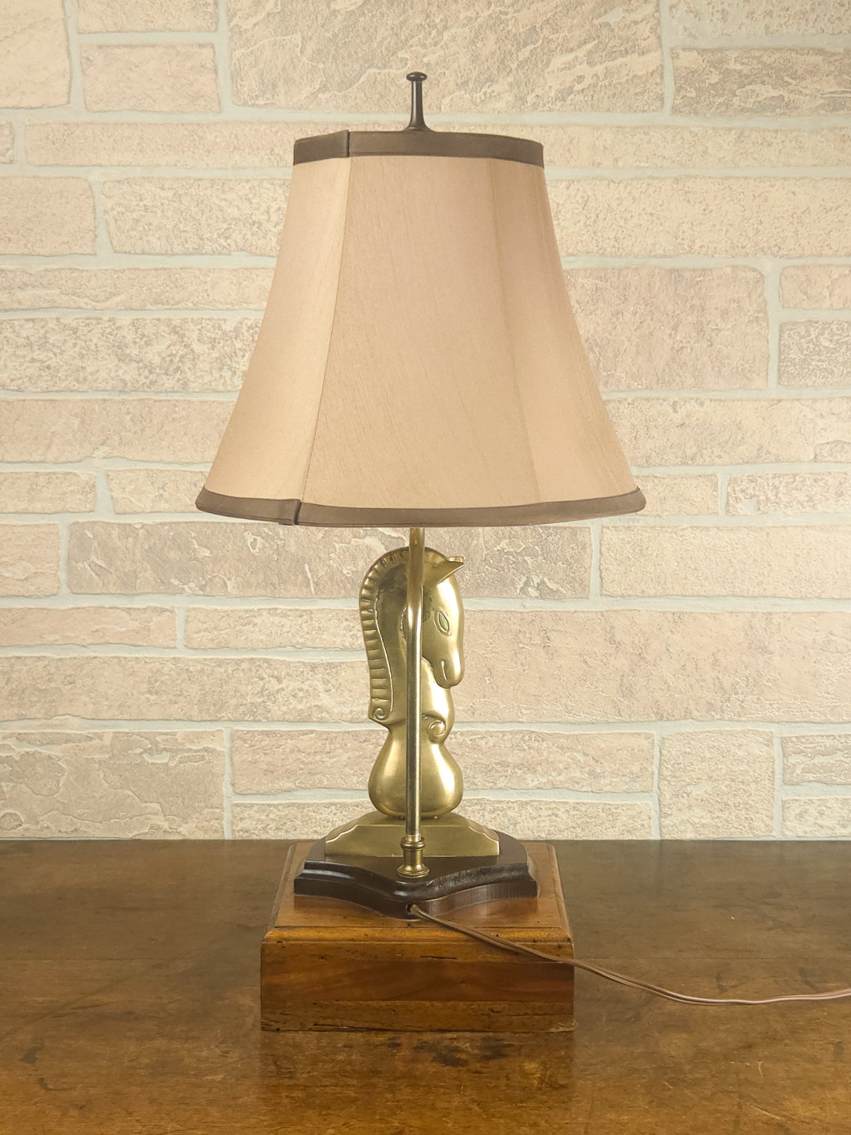 Vintage Brass Trojan Horse Figural Table Lamp