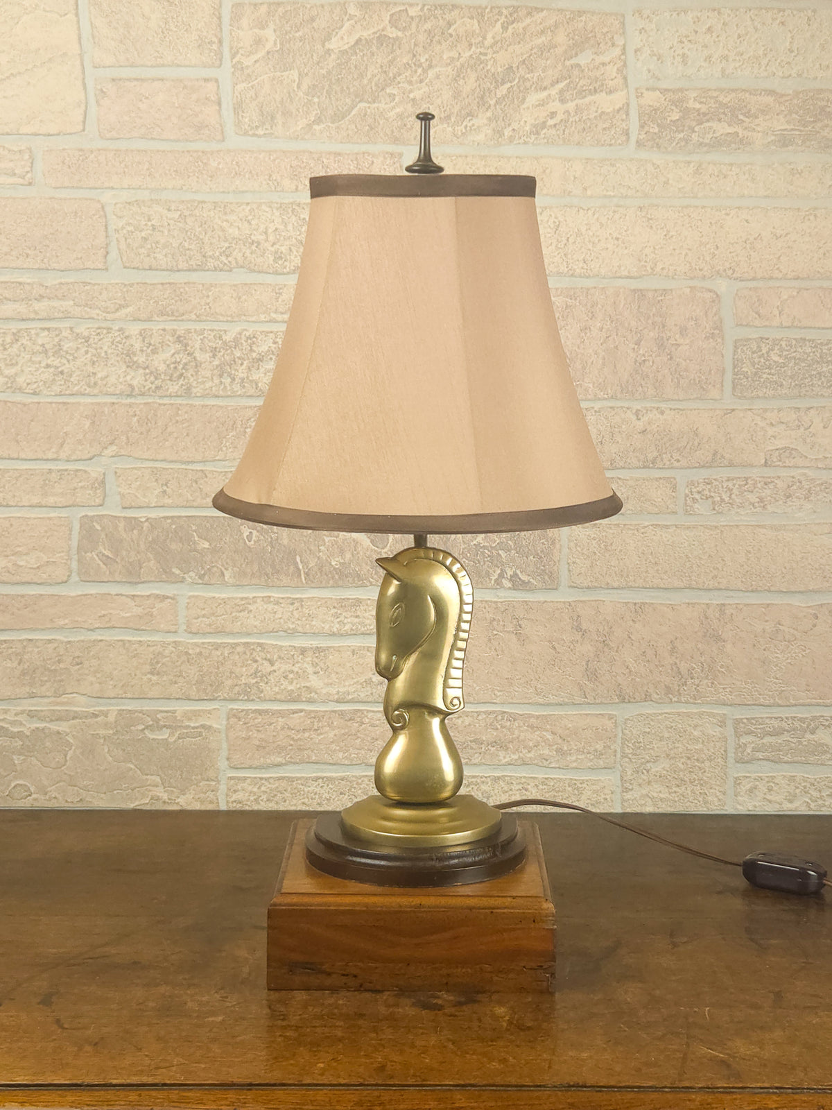 Vintage Brass Trojan Horse Figural Table Lamp