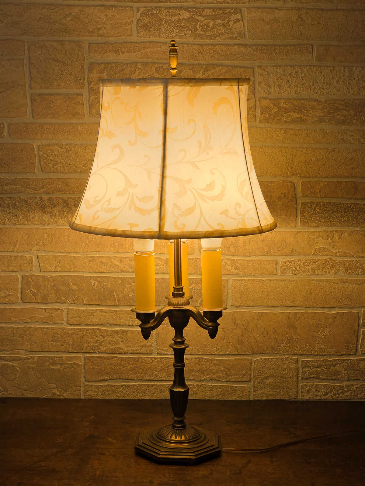 Vintage Rembrandt Bouillotte-Style Three-Light Table Lamp
