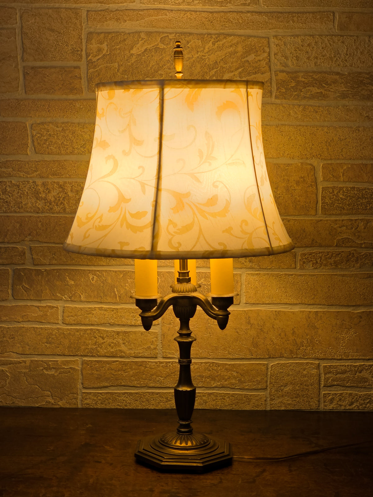 Vintage Rembrandt Bouillotte-Style Three-Light Table Lamp