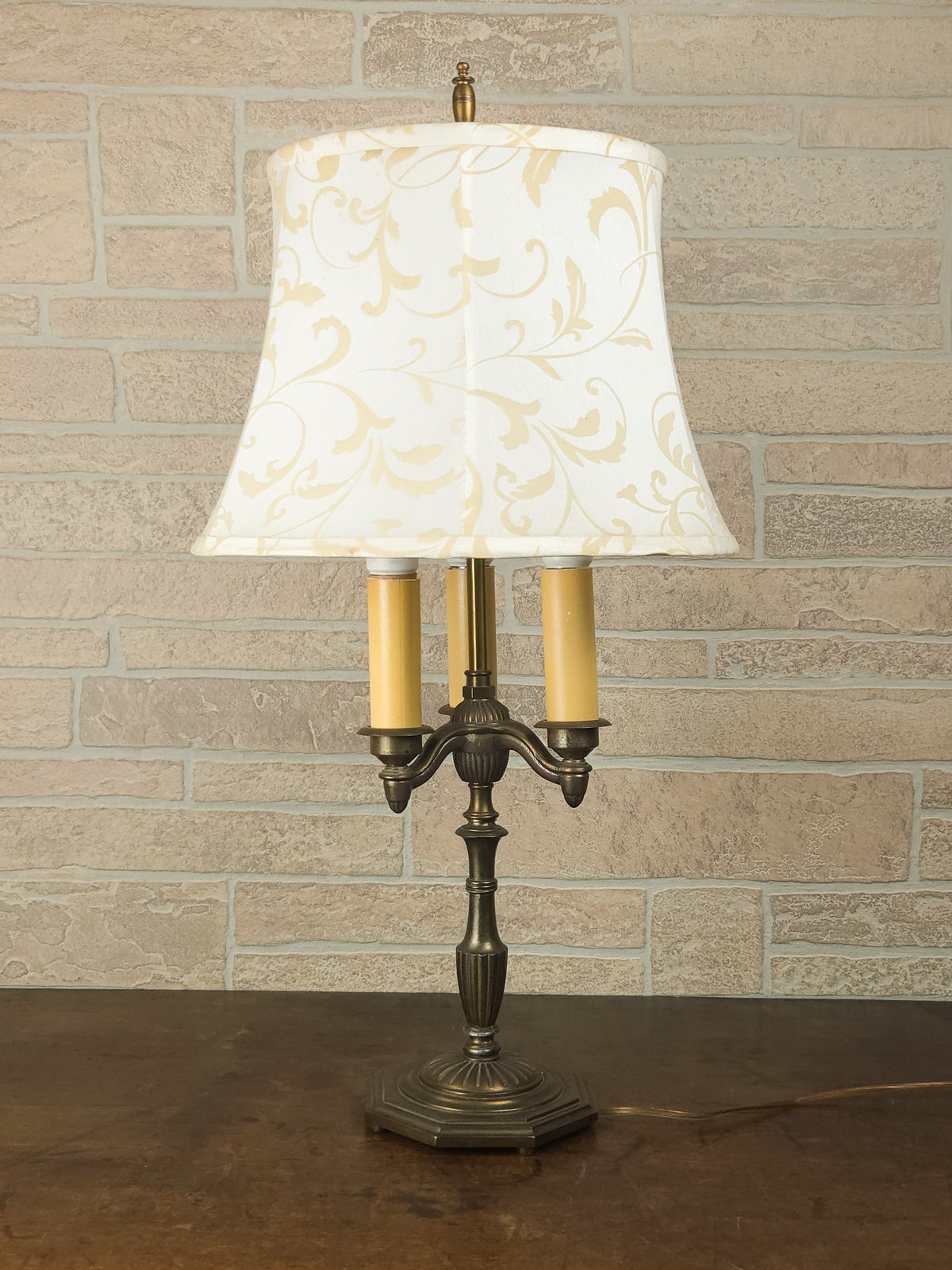 Vintage Rembrandt Bouillotte-Style Three-Light Table Lamp