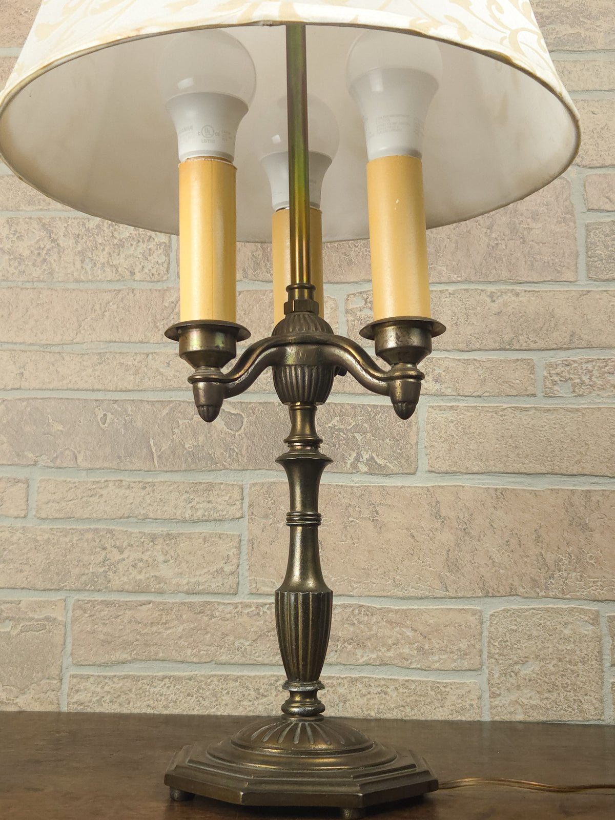 Vintage Rembrandt Bouillotte-Style Three-Light Table Lamp