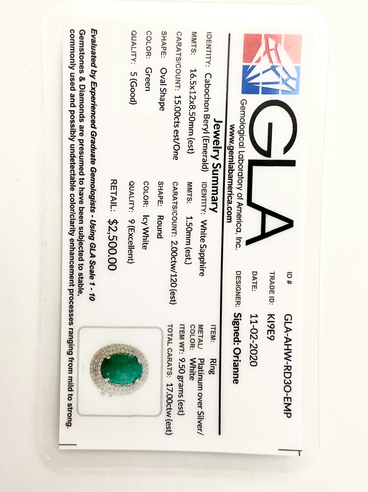 Orianne Emerald & White Sapphire Cocktail Ring in Platinum Over Sterling Silver