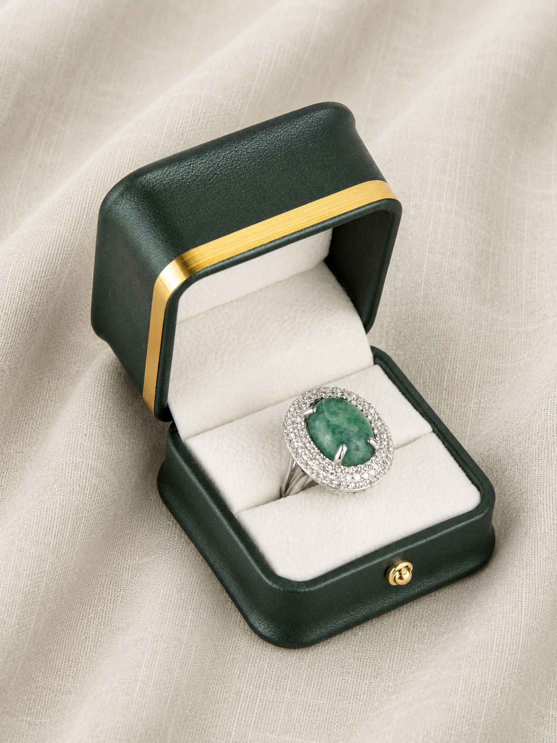 Orianne Emerald & White Sapphire Cocktail Ring in Platinum Over Sterling Silver