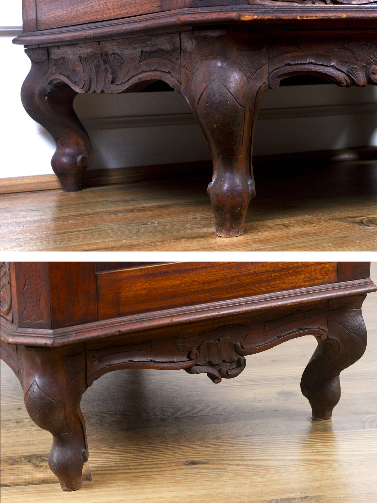19th Century French Rococo Carved Walnut Secretary Chest with Cherub