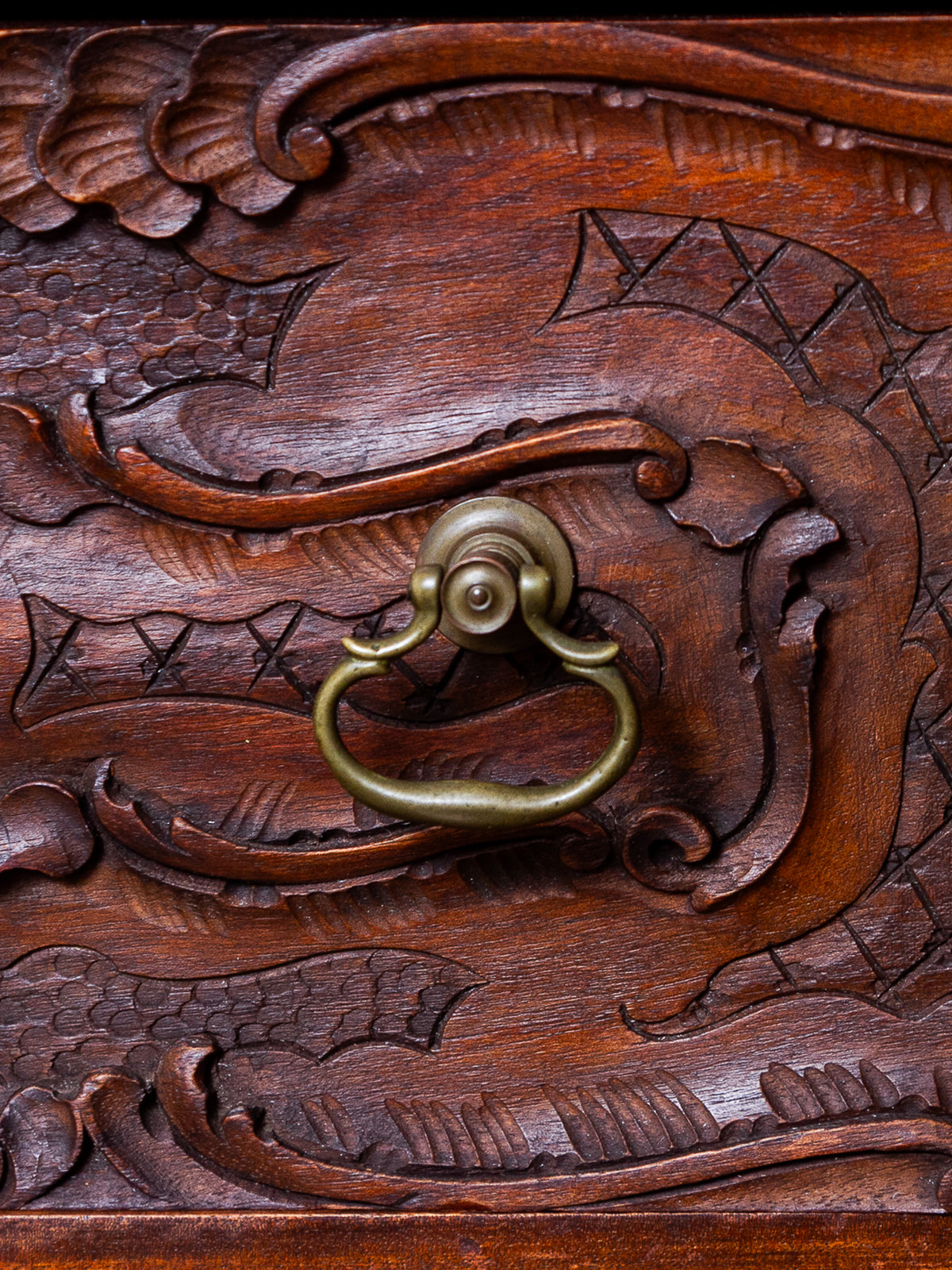 19th Century French Rococo Carved Walnut Secretary Chest with Cherub