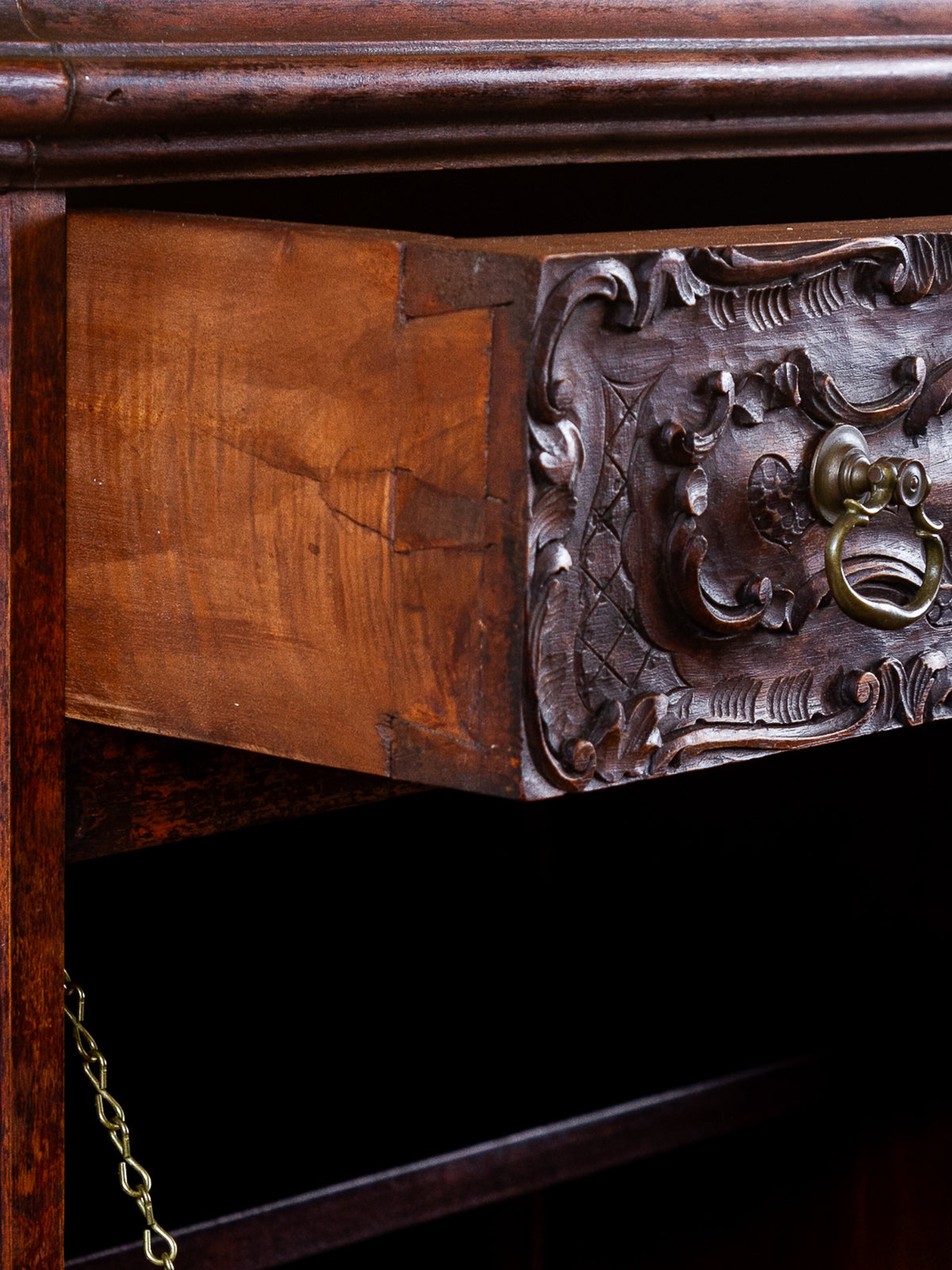 19th Century French Rococo Carved Walnut Secretary Chest with Cherub