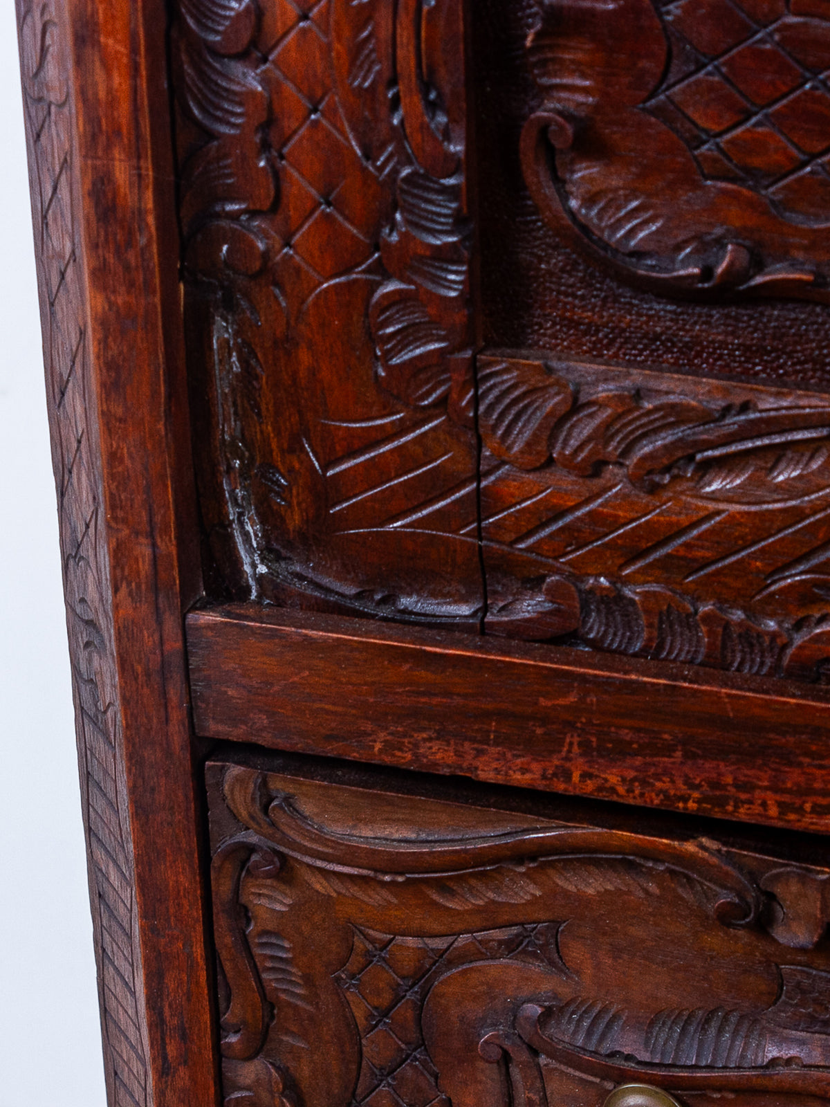 19th Century French Rococo Carved Walnut Secretary Chest with Cherub