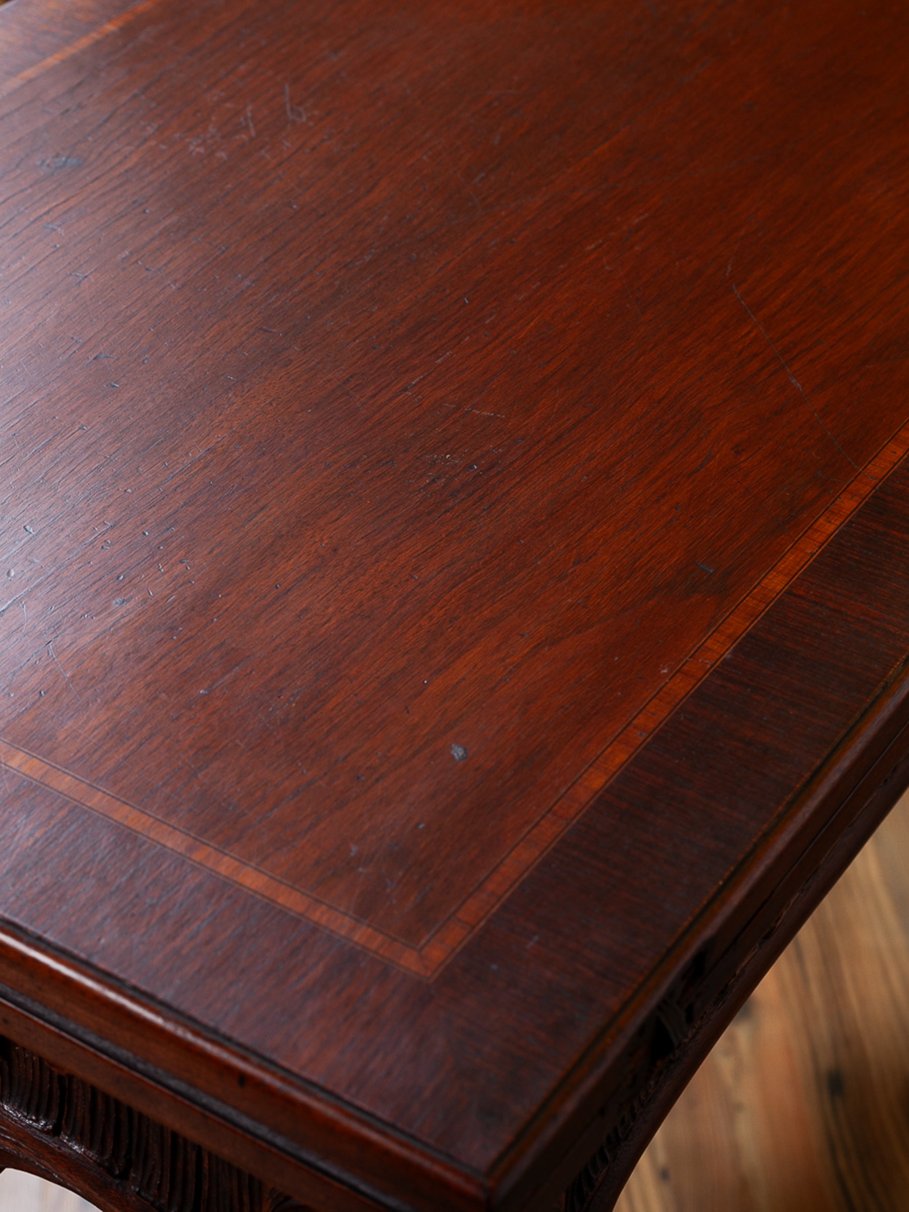 Carved Fold-Over Console Table with Hidden Drawer