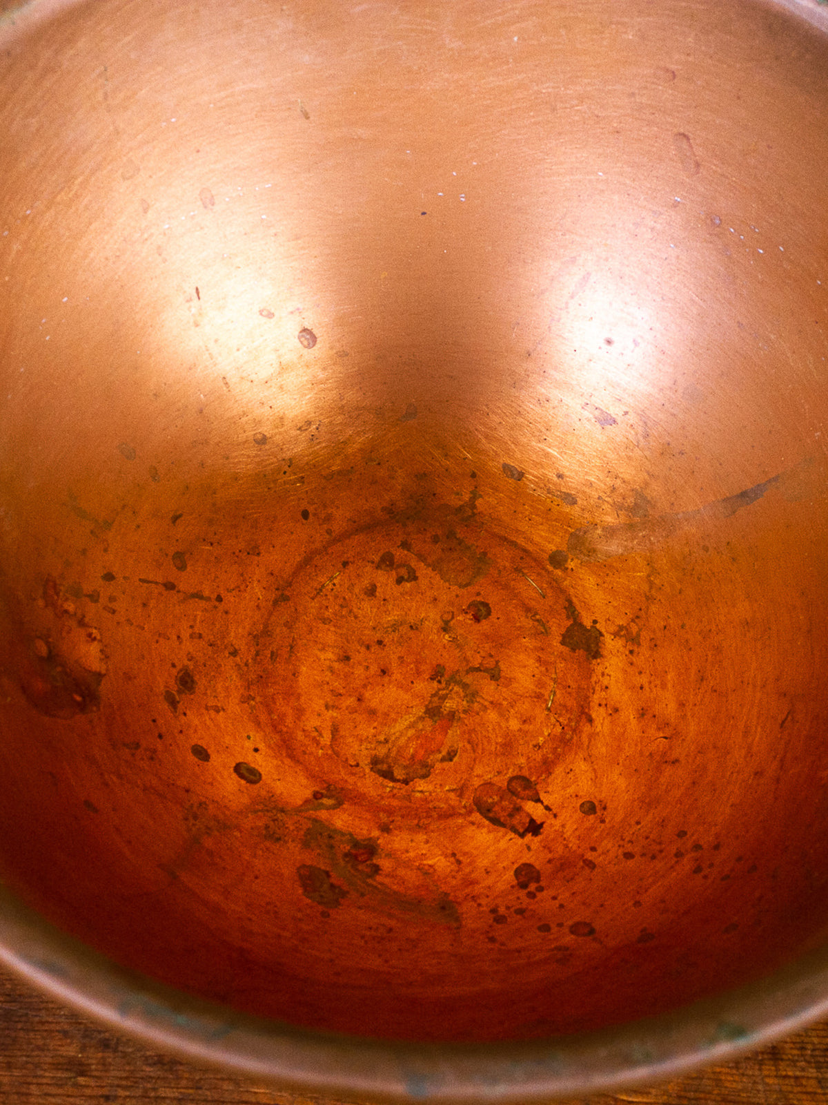 Set of Three Antique Copper Nesting Mixing Bowls