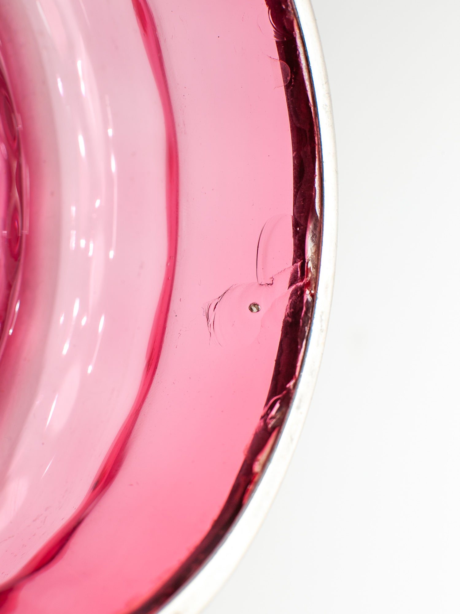Antique Victorian Cranberry Glass & Sterling Silver Bowl by J. Wilmot, 1899