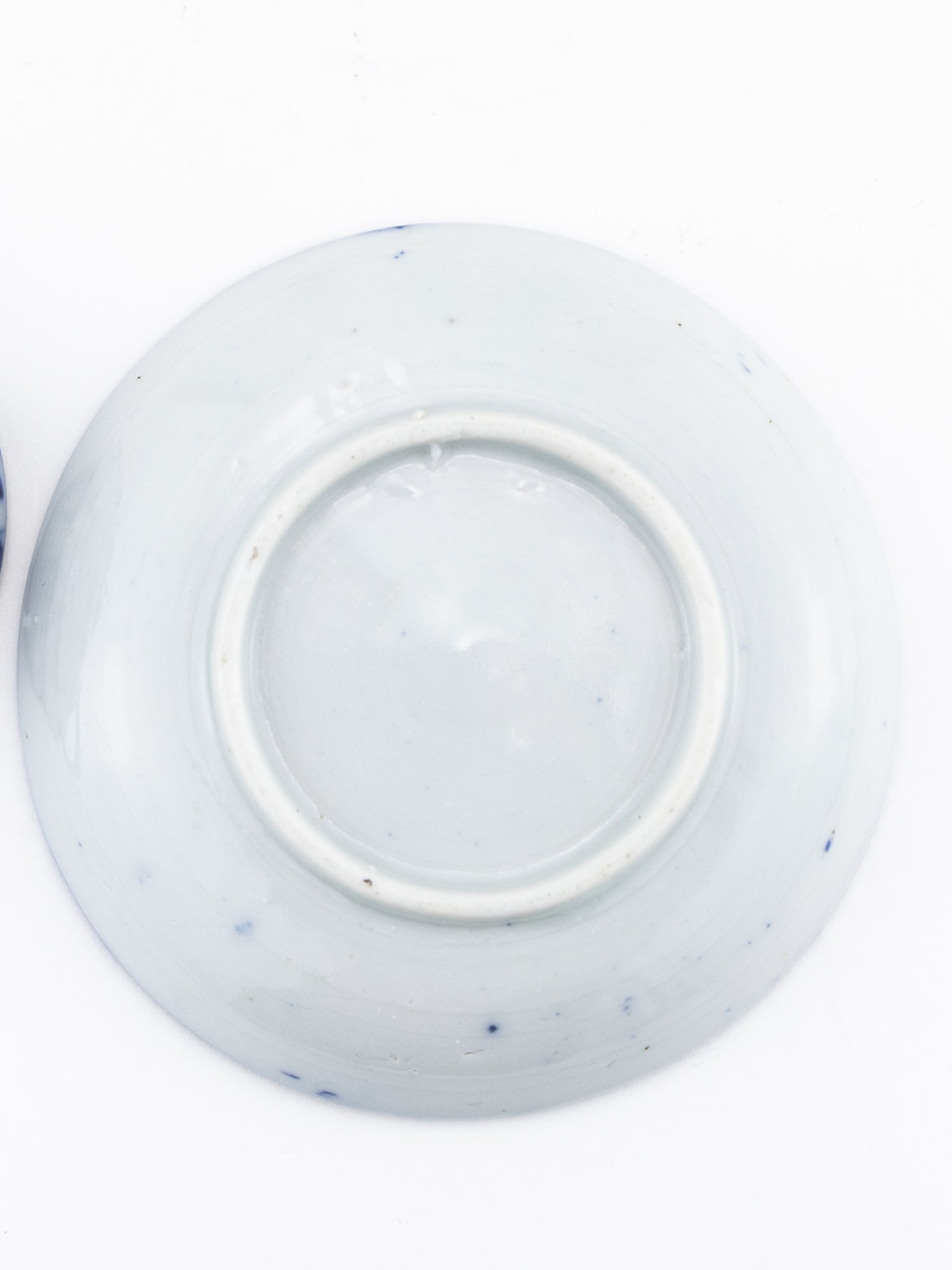 Chinese Qing Dynasty Blue & White Spiral Lotus Teacup & Saucer