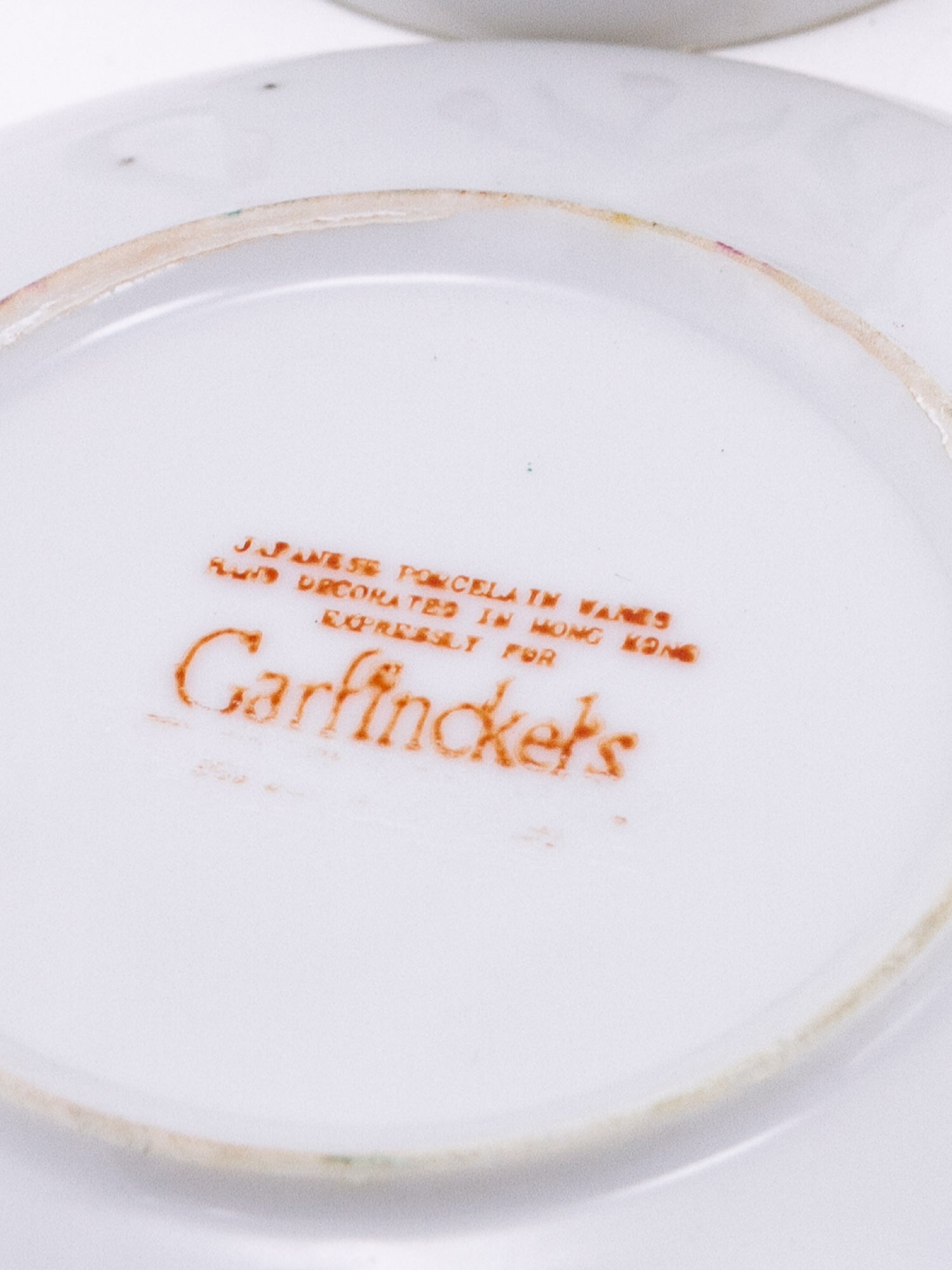 Pair of Garfinkel's Hand-Painted Porcelain Demitasse Cups & Saucers