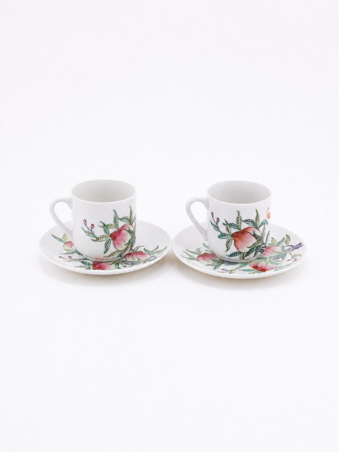 Pair of Garfinkel's Hand-Painted Porcelain Demitasse Cups & Saucers