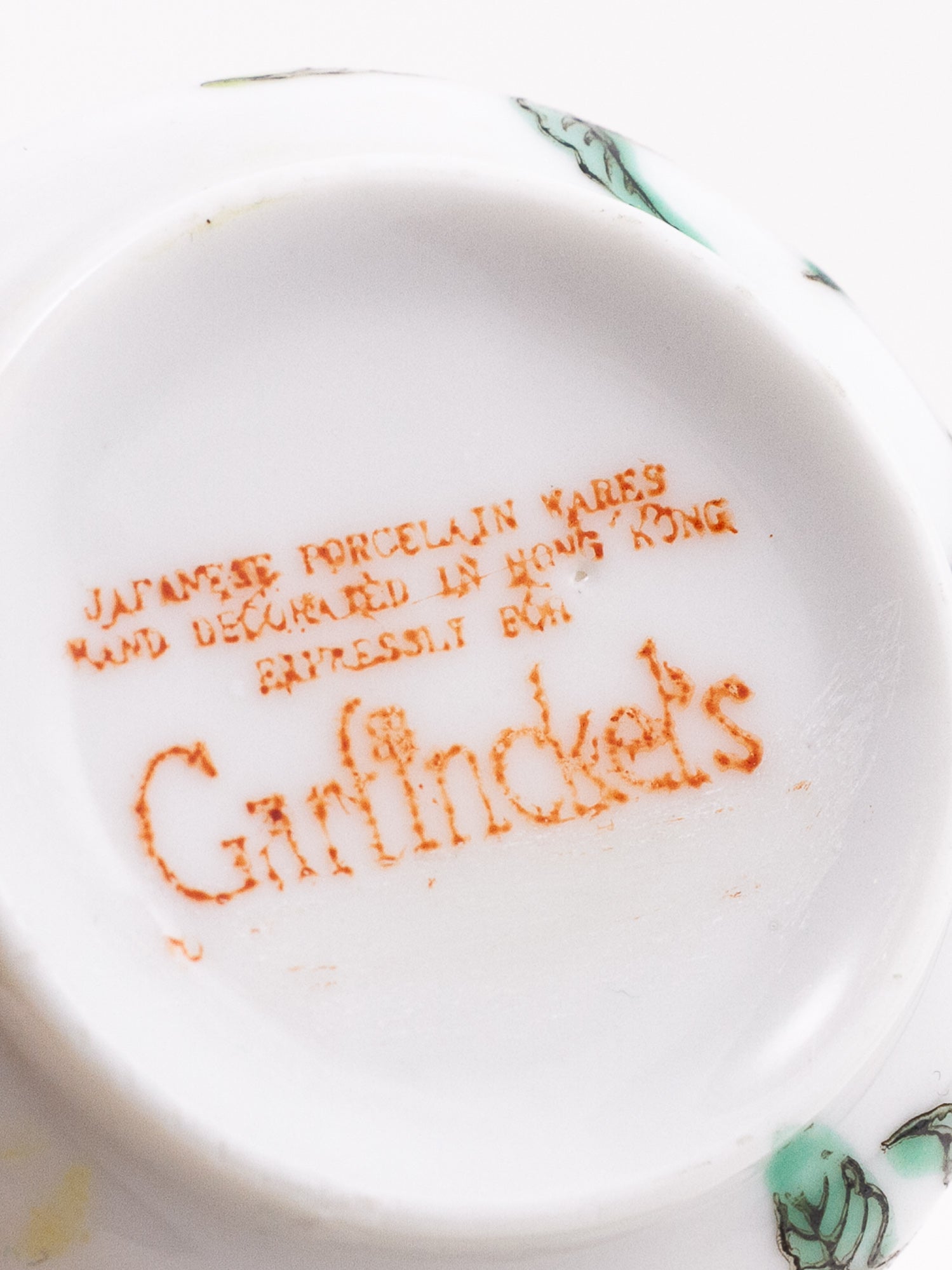 Pair of Garfinkel's Hand-Painted Porcelain Demitasse Cups & Saucers
