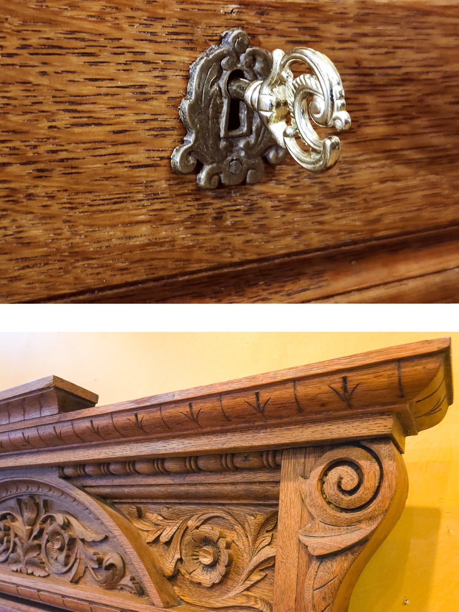 Late 19th Century American Carved Oak Dresser with Rose Marble &amp; Swivel Mirror
