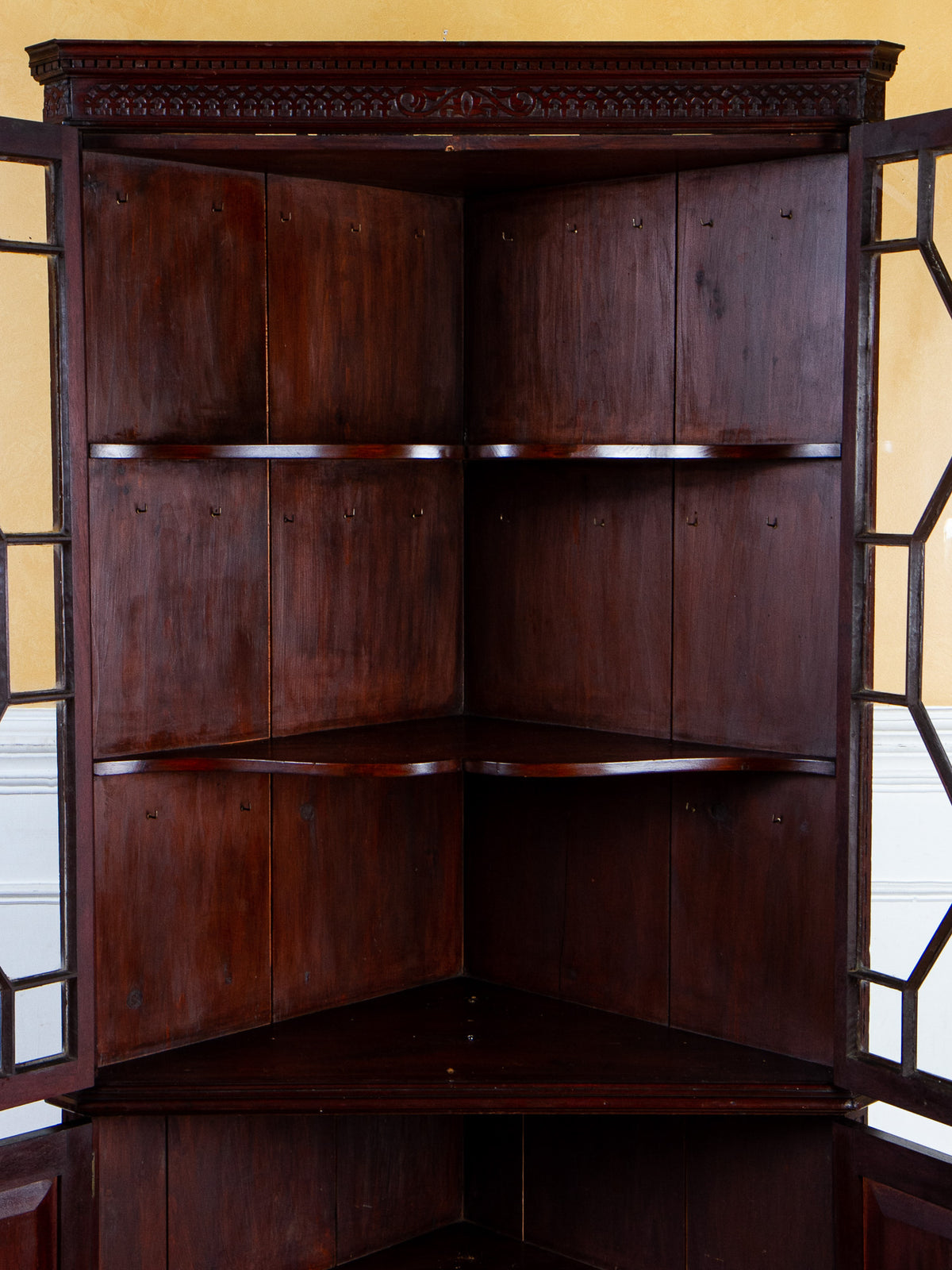 19th Century Chinese Chippendale Mahogany Corner China Cabinet